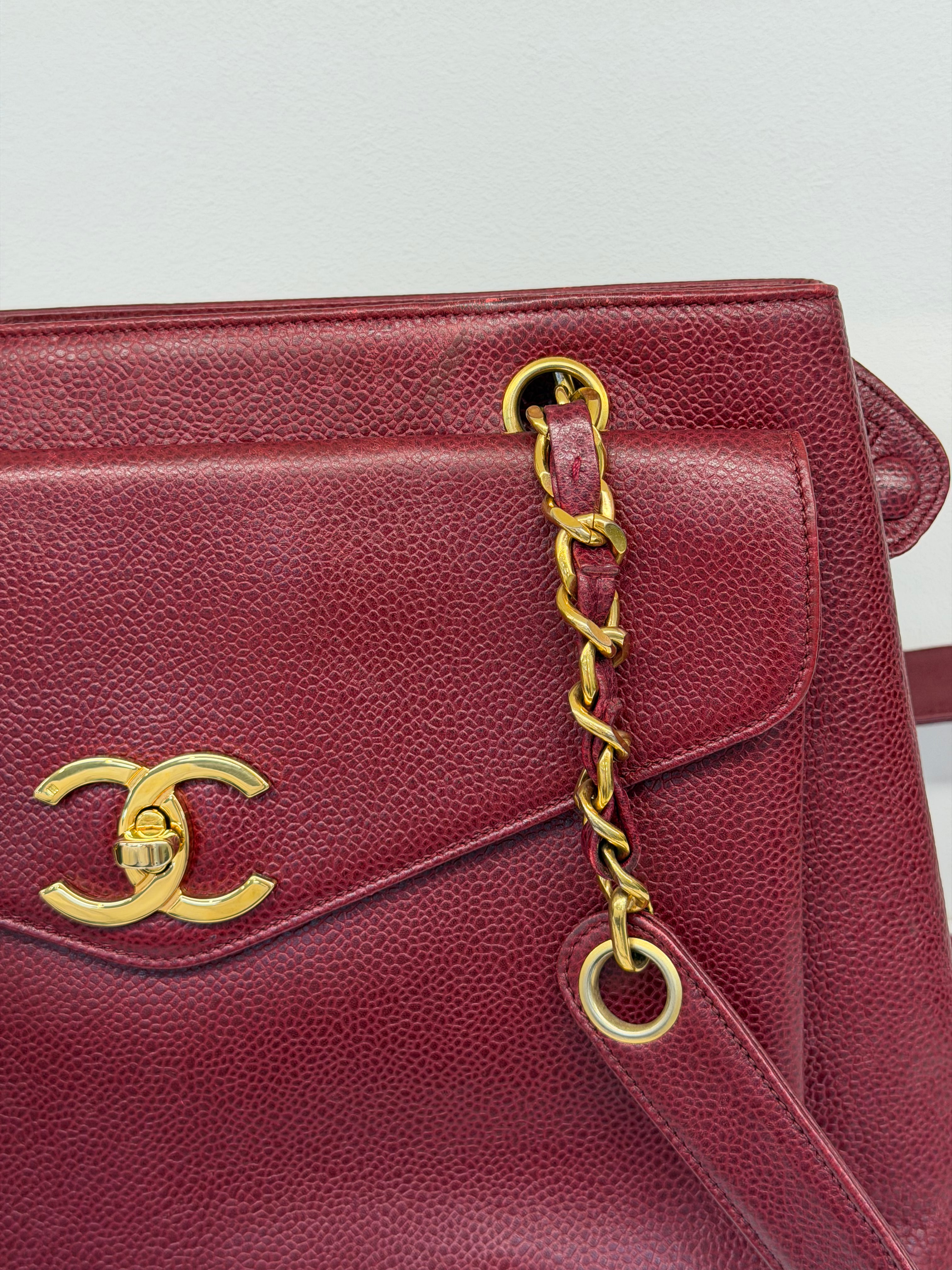 Borsa Chanel Vintage in Pelle Caviar Bordeaux
