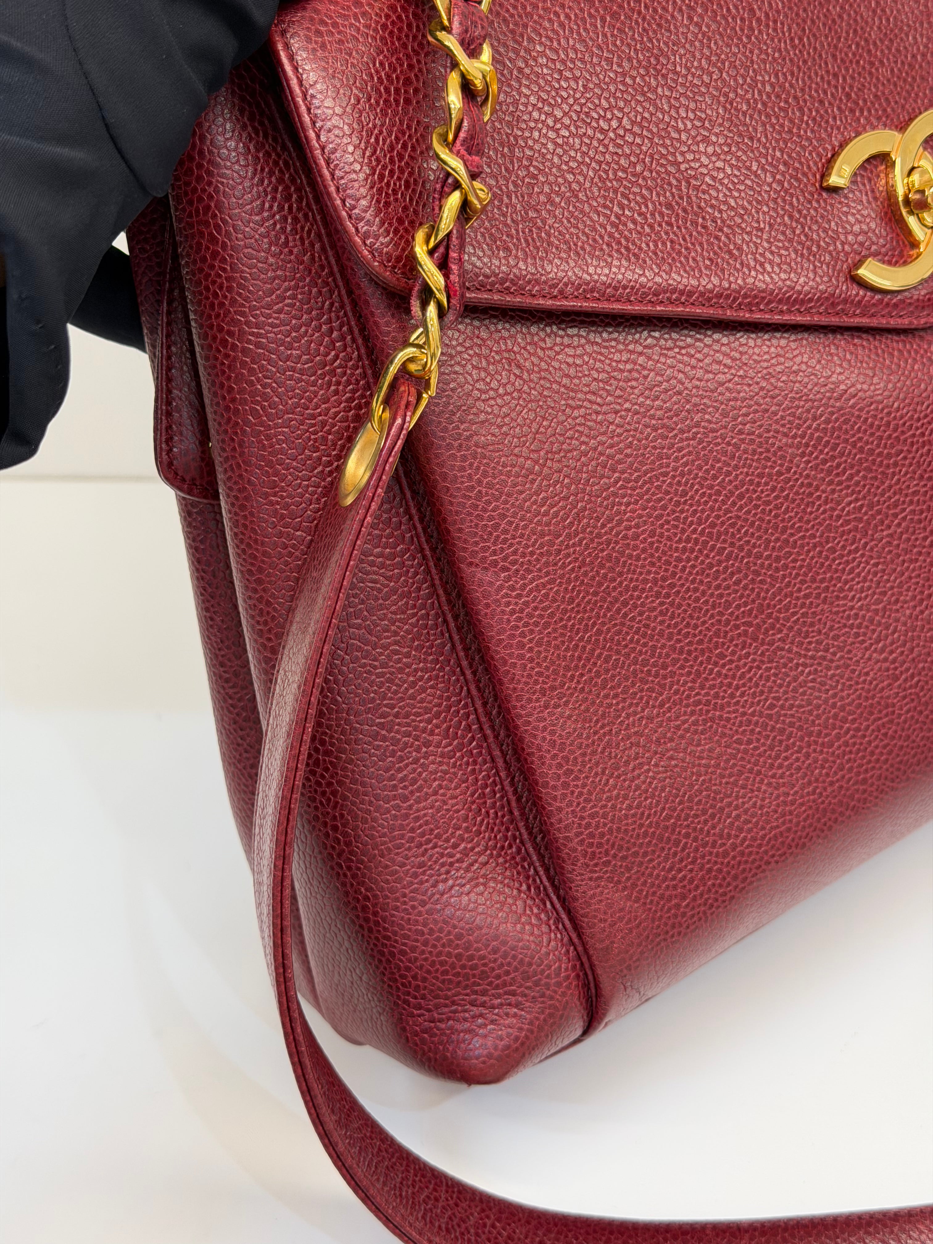 Borsa Chanel Vintage in Pelle Caviar Bordeaux