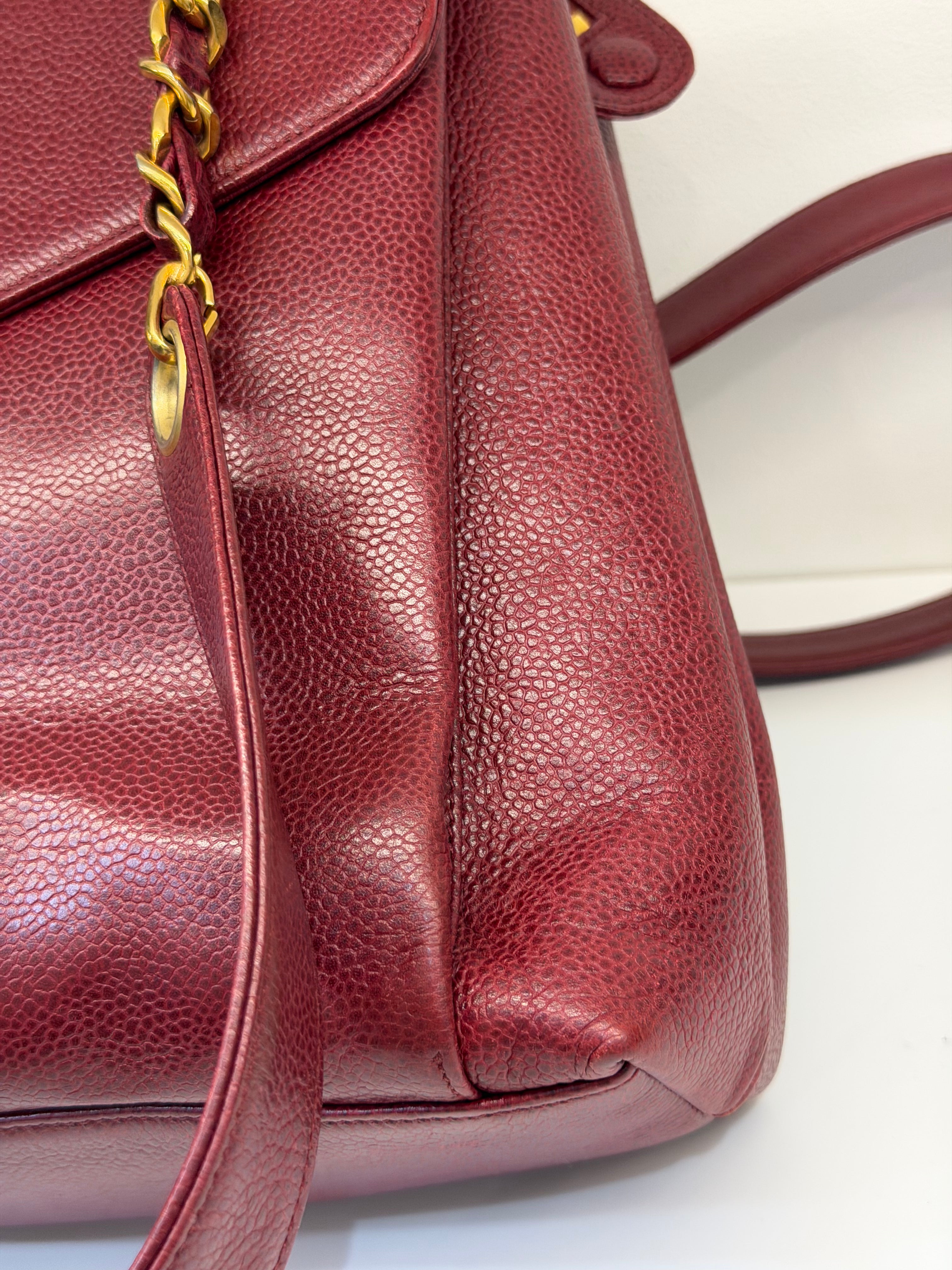 Borsa Chanel Vintage in Pelle Caviar Bordeaux