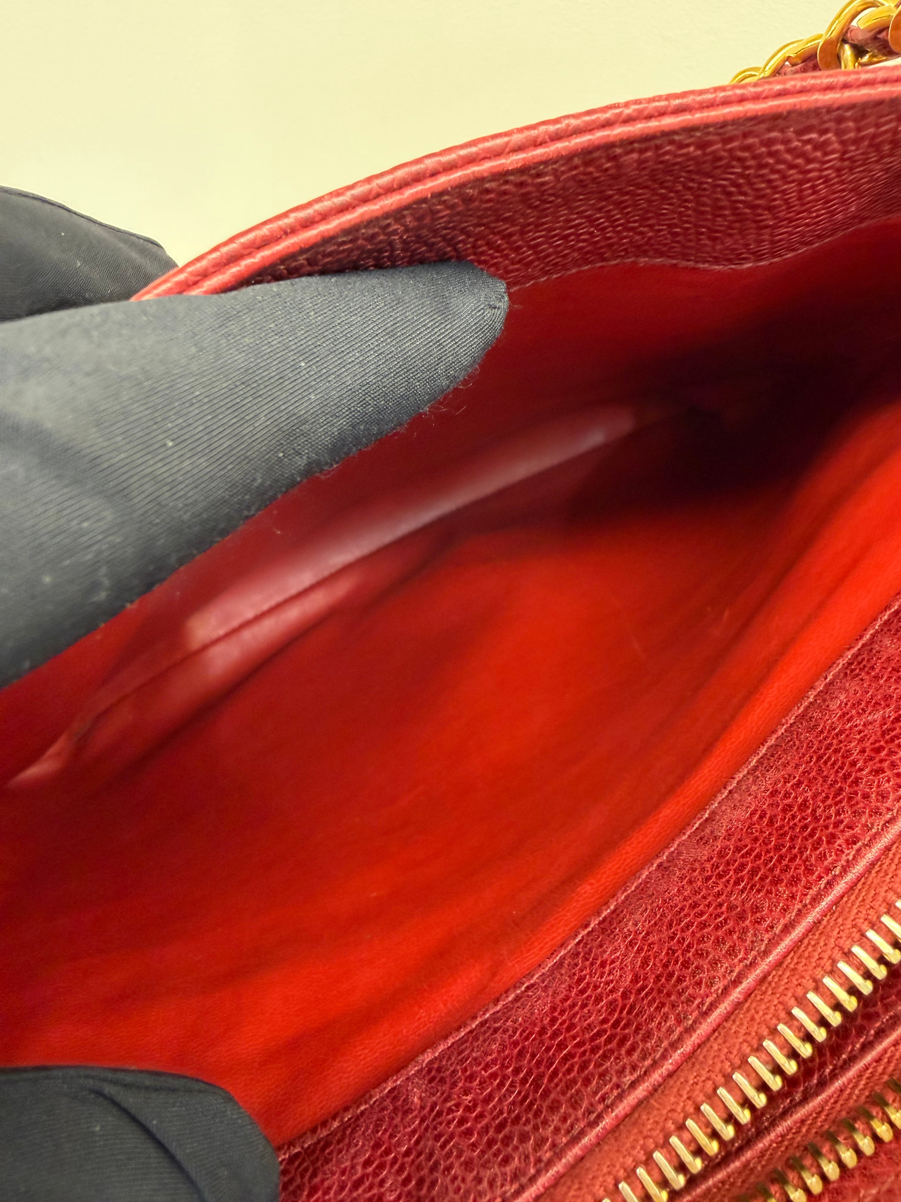 Borsa Chanel Vintage in Pelle Caviar Bordeaux