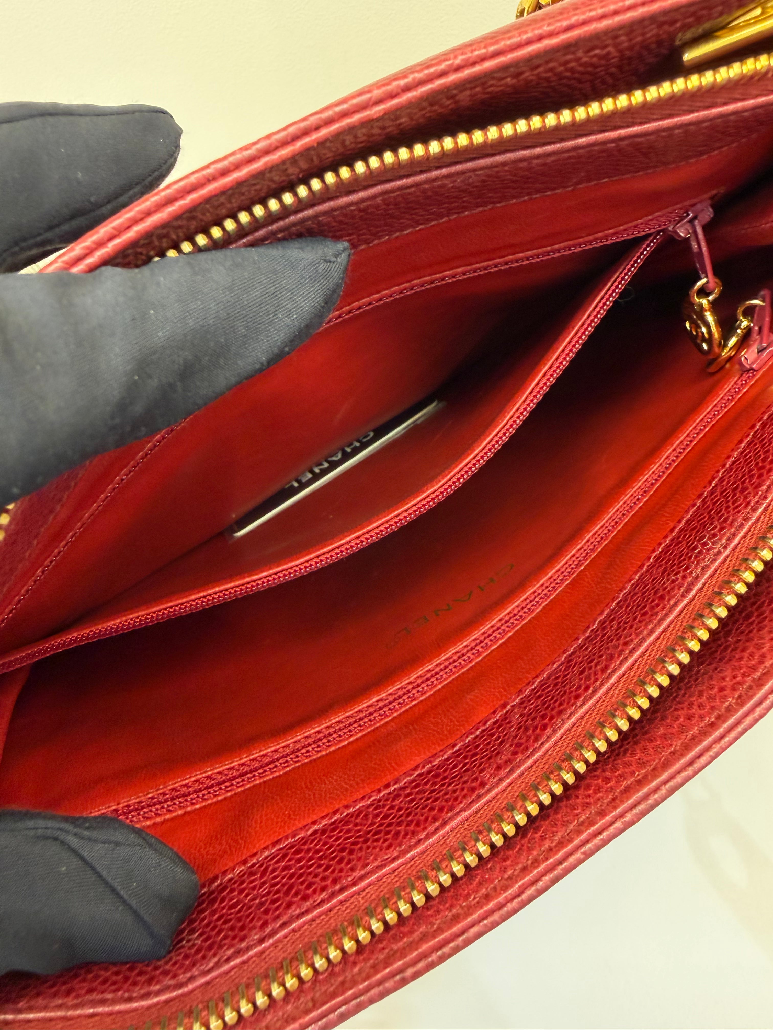 Borsa Chanel Vintage in Pelle Caviar Bordeaux