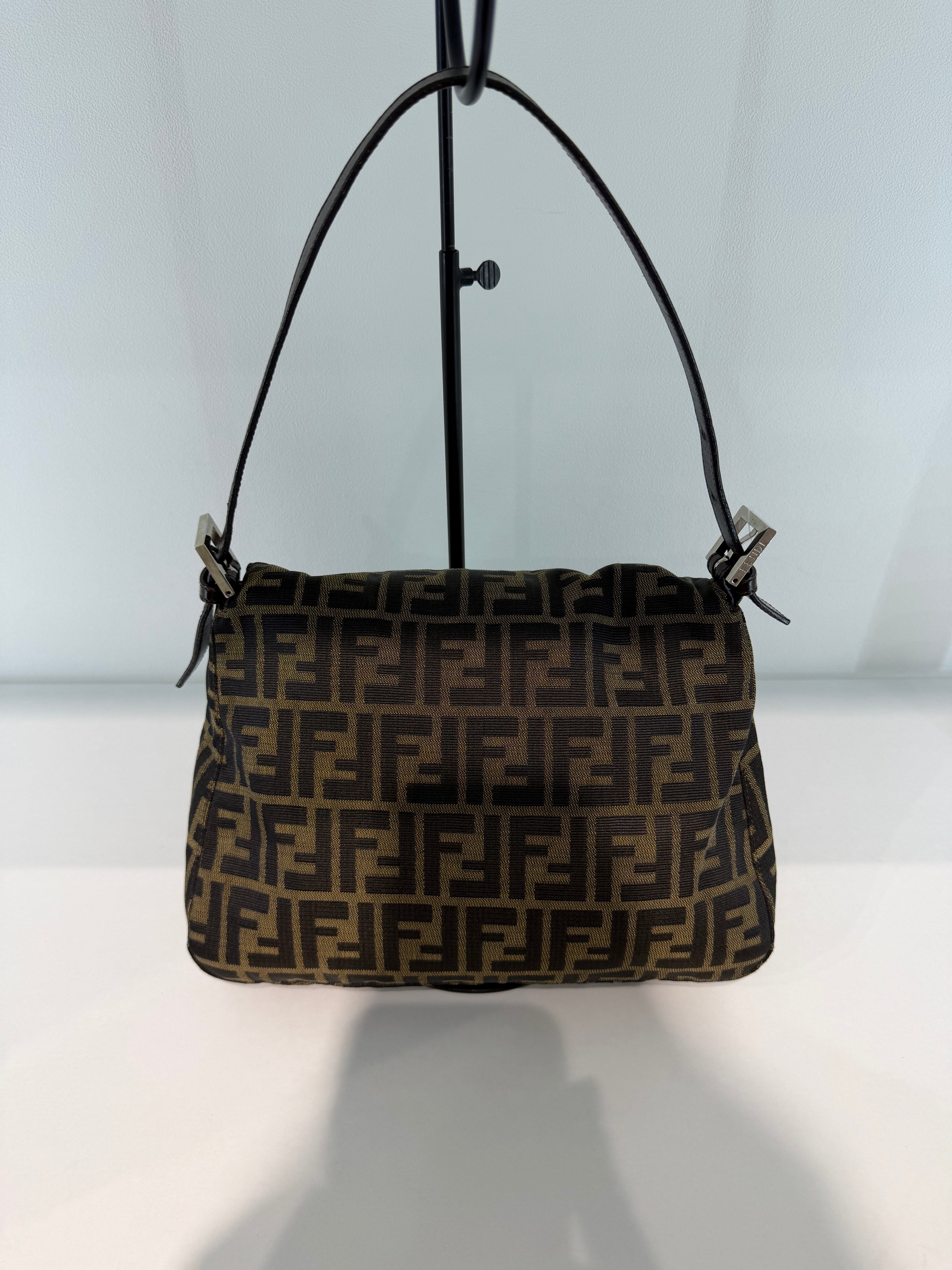 Borsa Fendi Mamma Baguette in Tela con Caratteristico Motivo Zucca