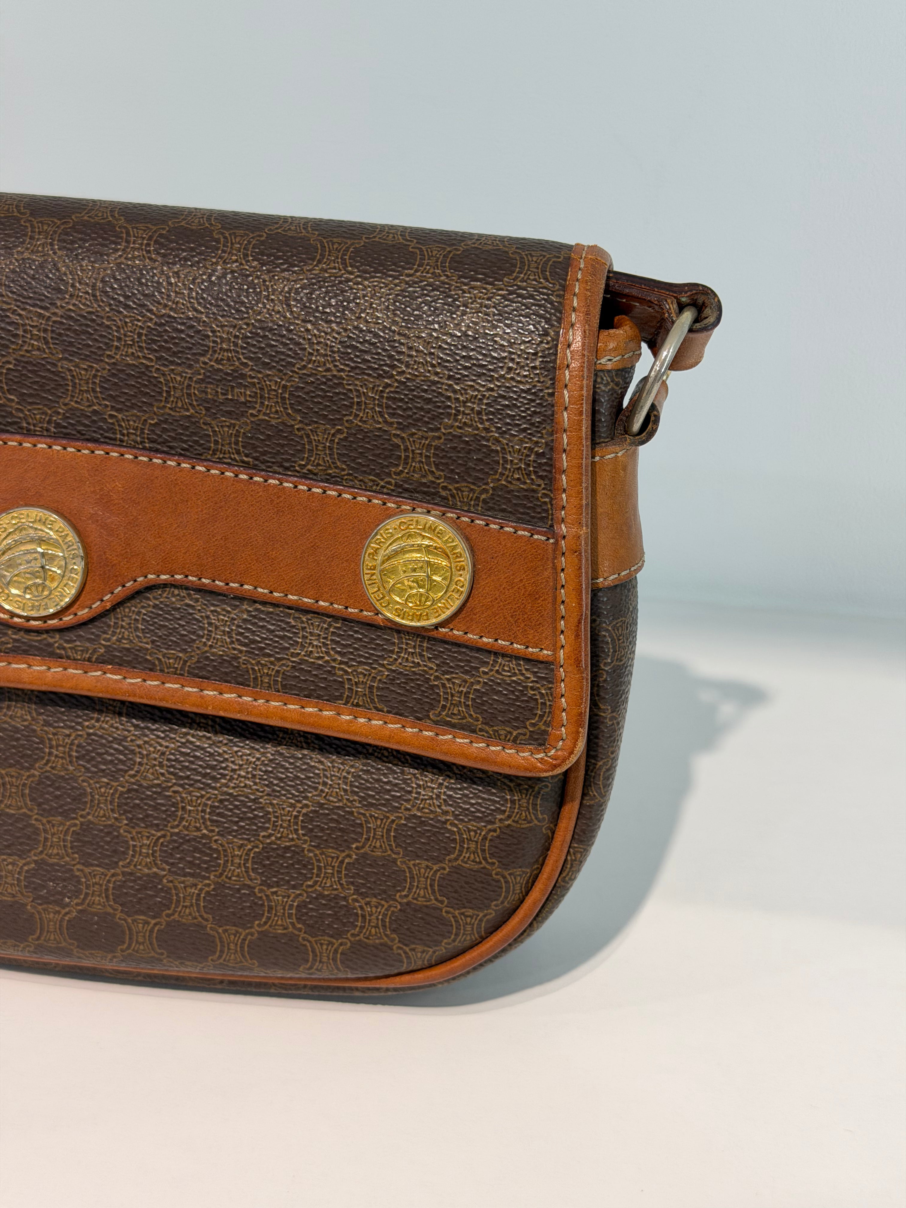Borsa a Tracolla Vintage Céline in Tela con Motivo Macadam