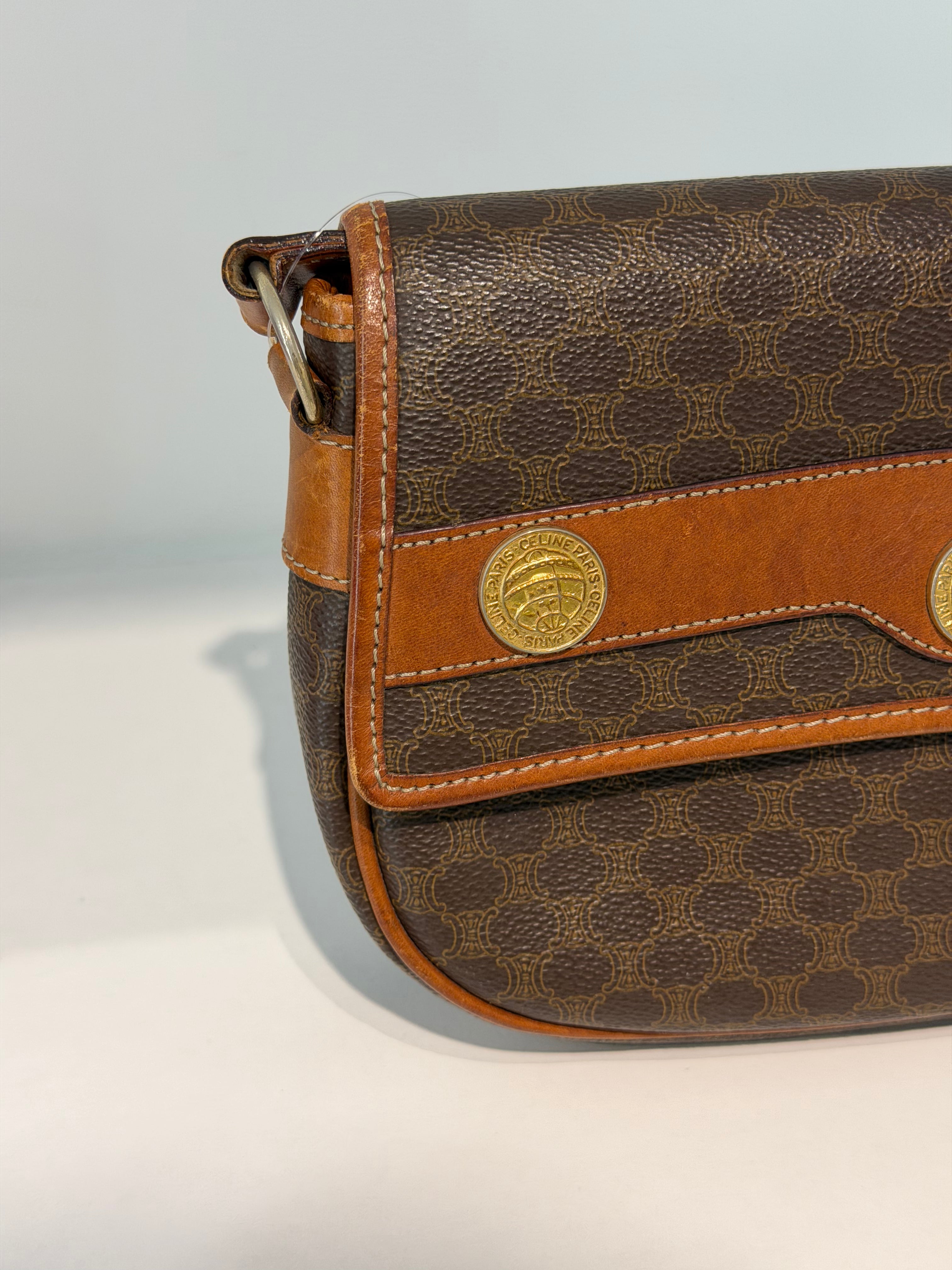 Borsa a Tracolla Vintage Céline in Tela con Motivo Macadam