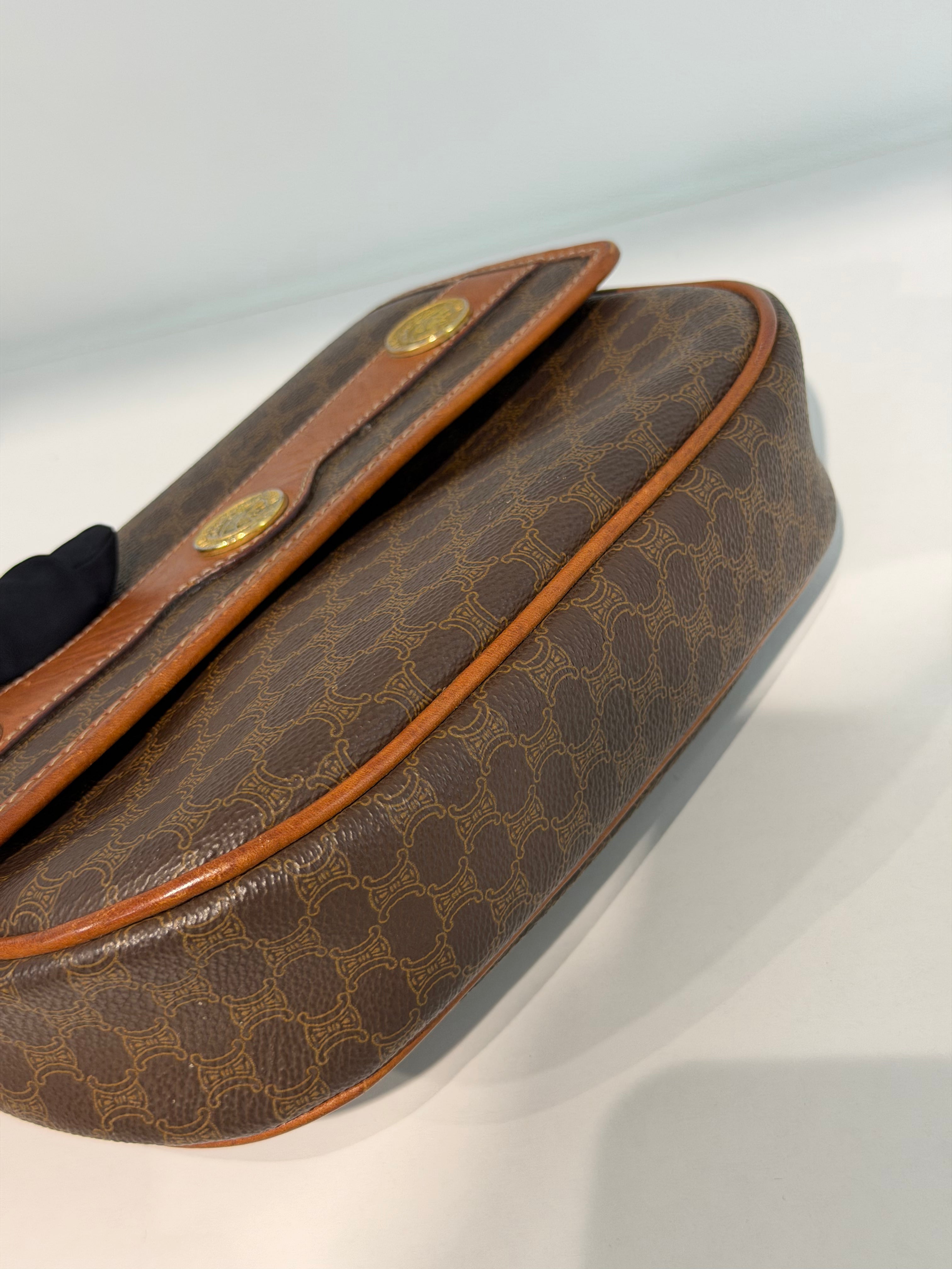 Borsa a Tracolla Vintage Céline in Tela con Motivo Macadam