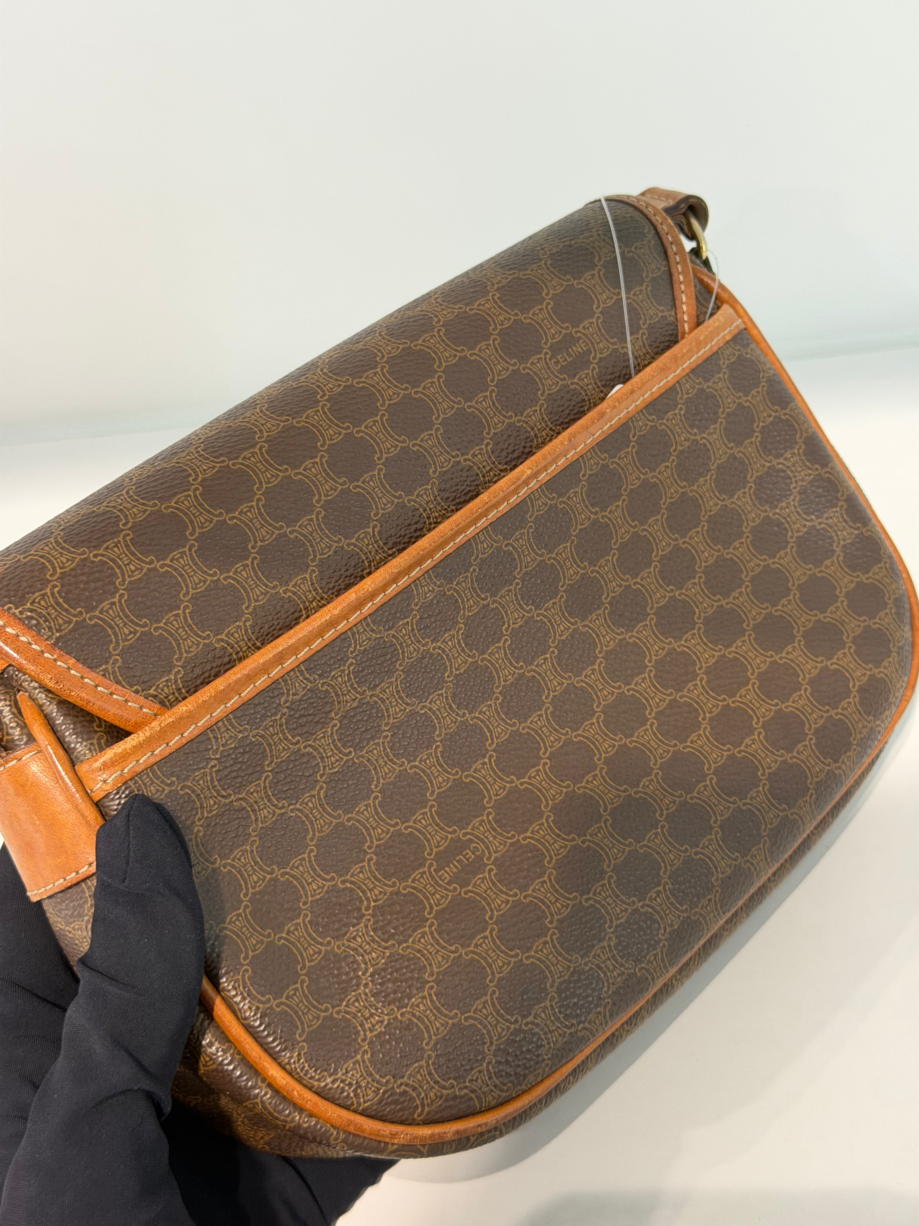 Borsa a Tracolla Vintage Céline in Tela con Motivo Macadam
