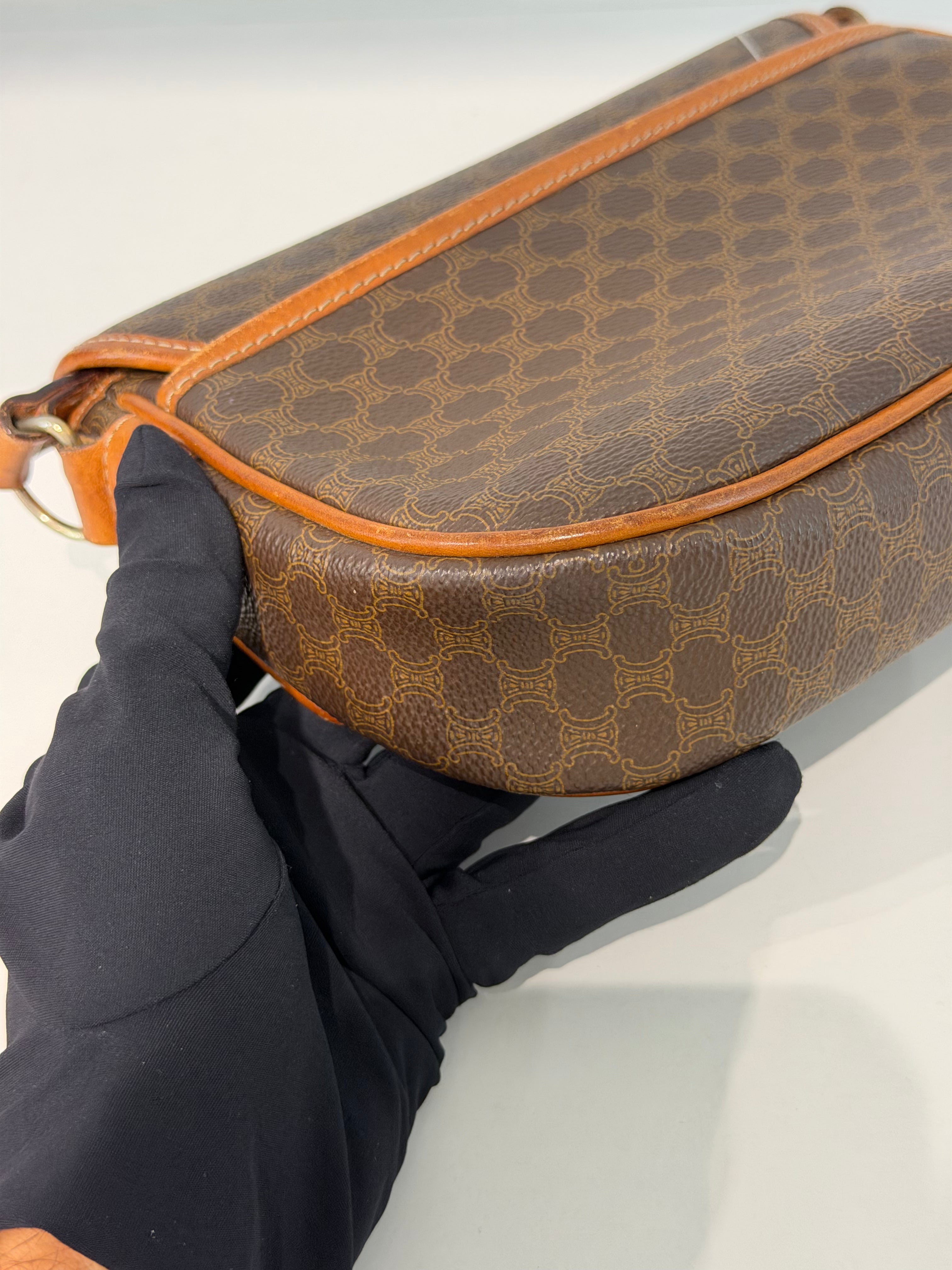 Borsa a Tracolla Vintage Céline in Tela con Motivo Macadam