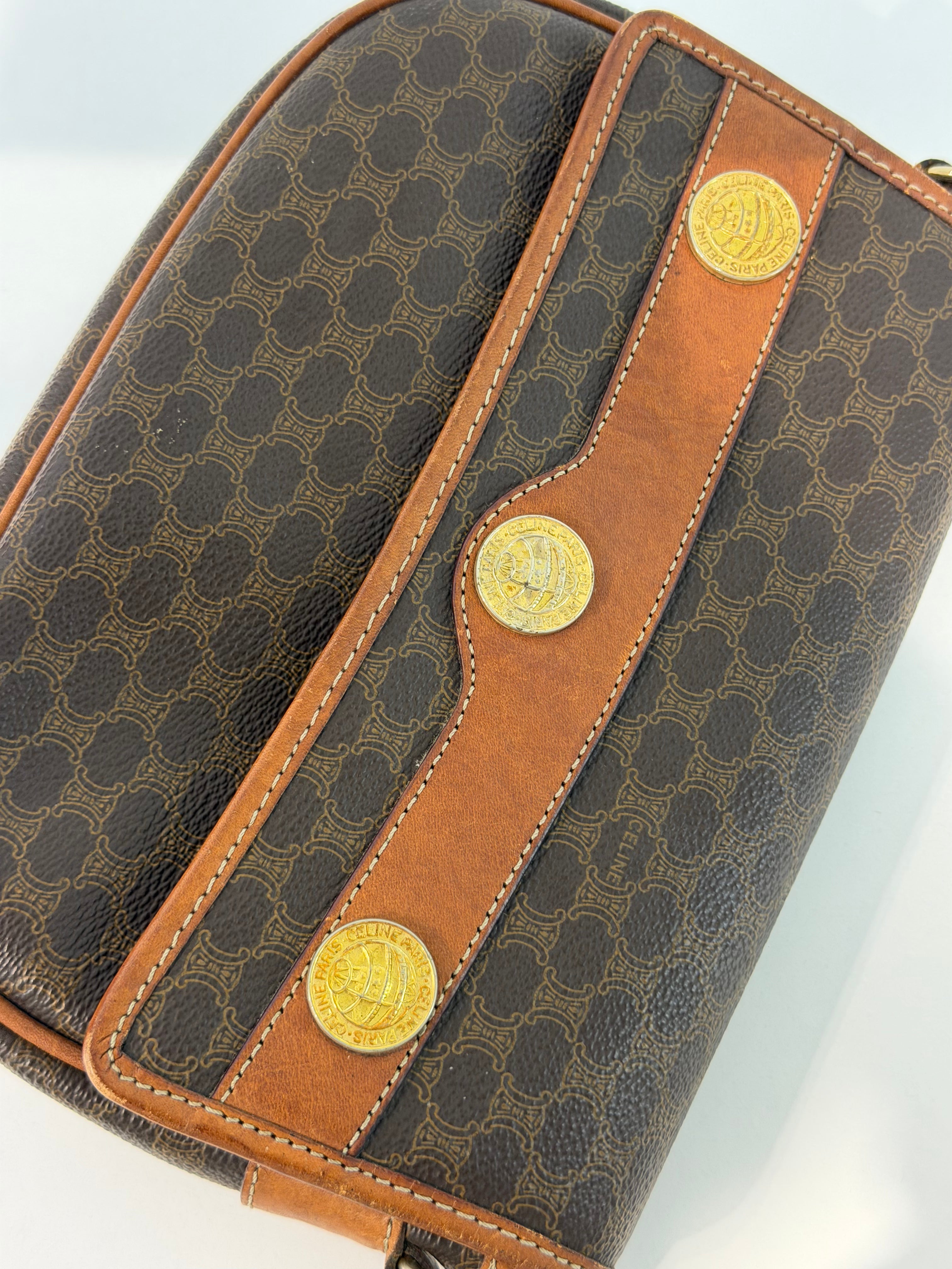 Borsa a Tracolla Vintage Céline in Tela con Motivo Macadam