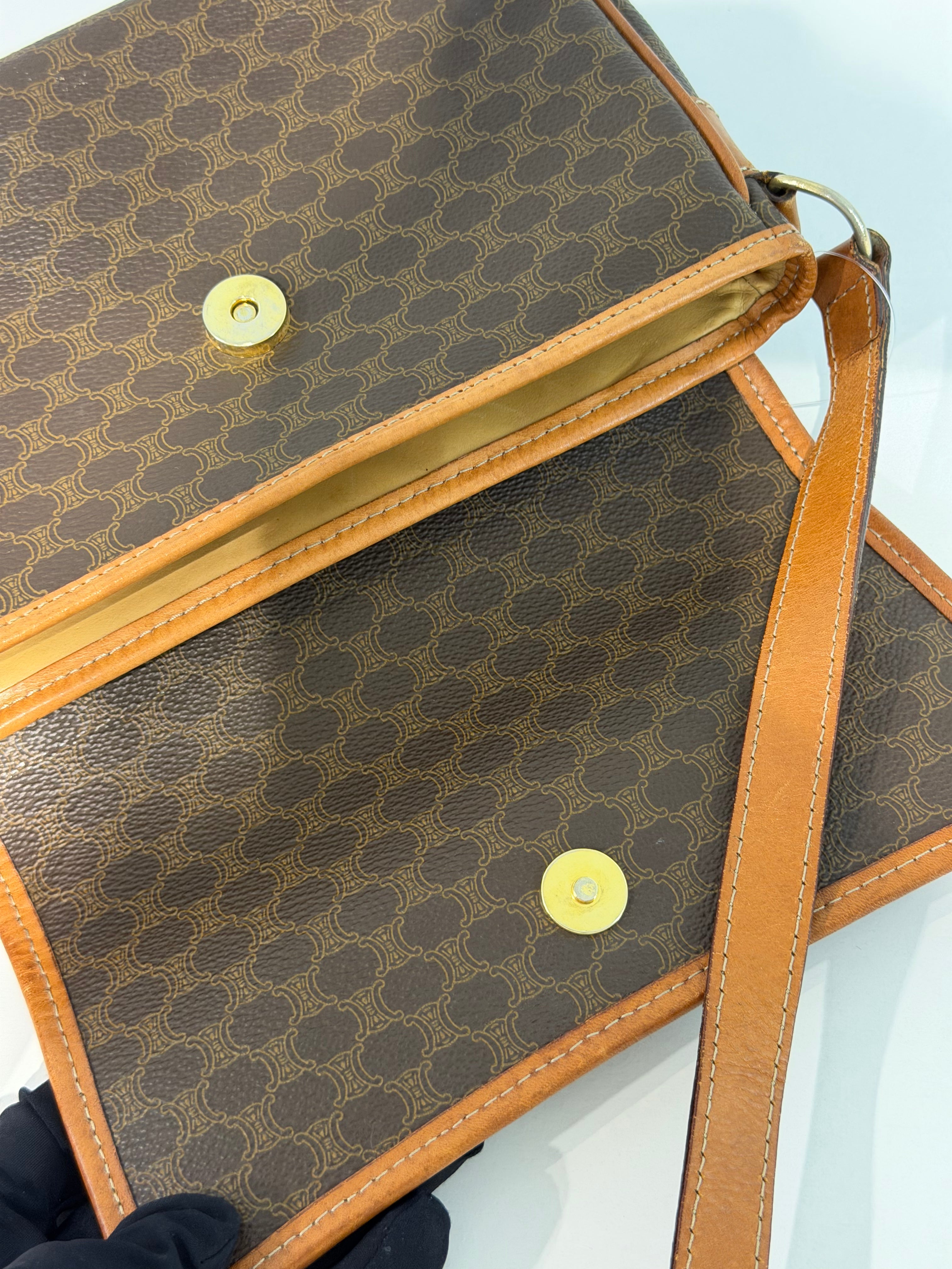 Borsa a Tracolla Vintage Céline in Tela con Motivo Macadam