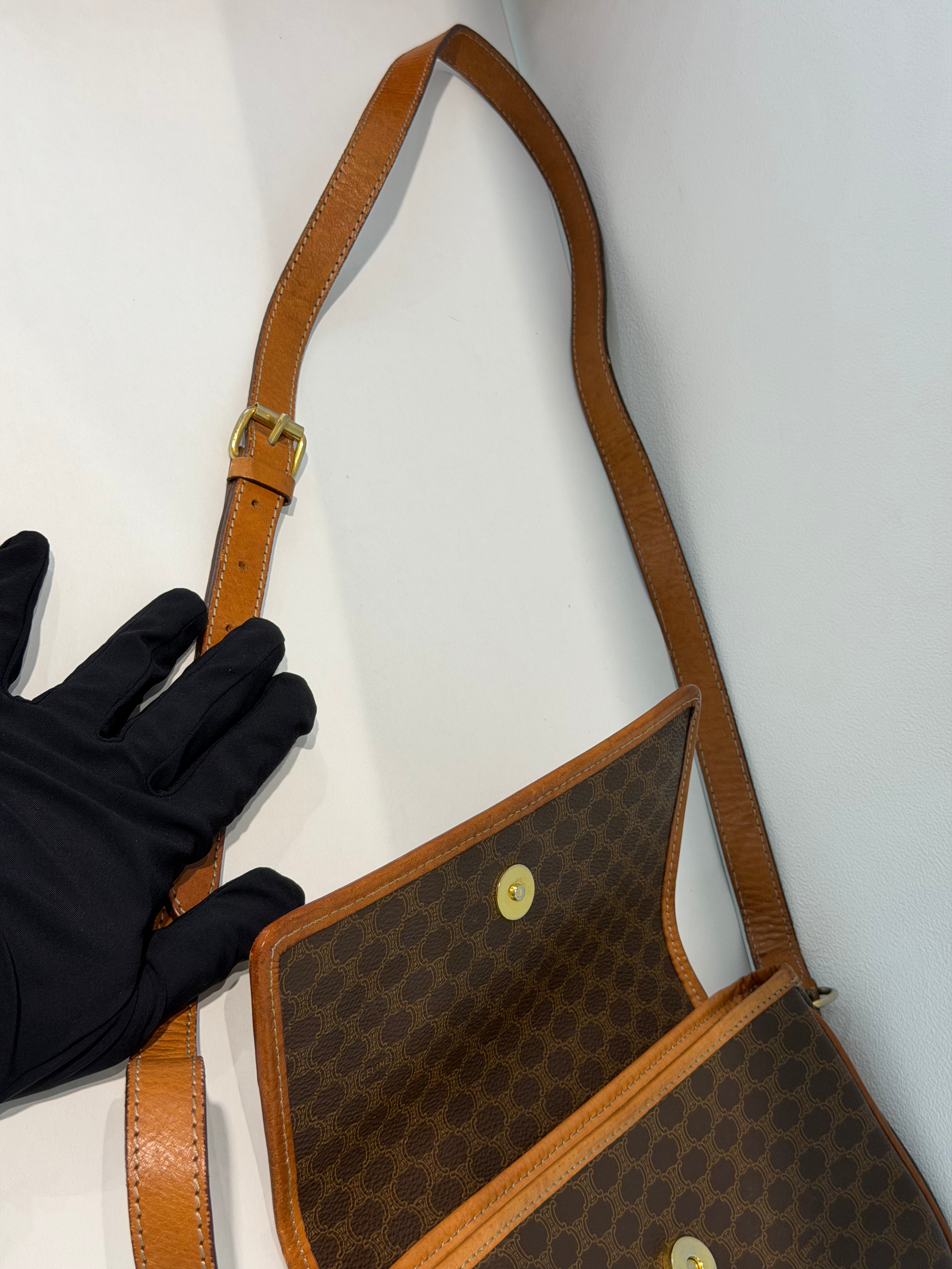Borsa a Tracolla Vintage Céline in Tela con Motivo Macadam