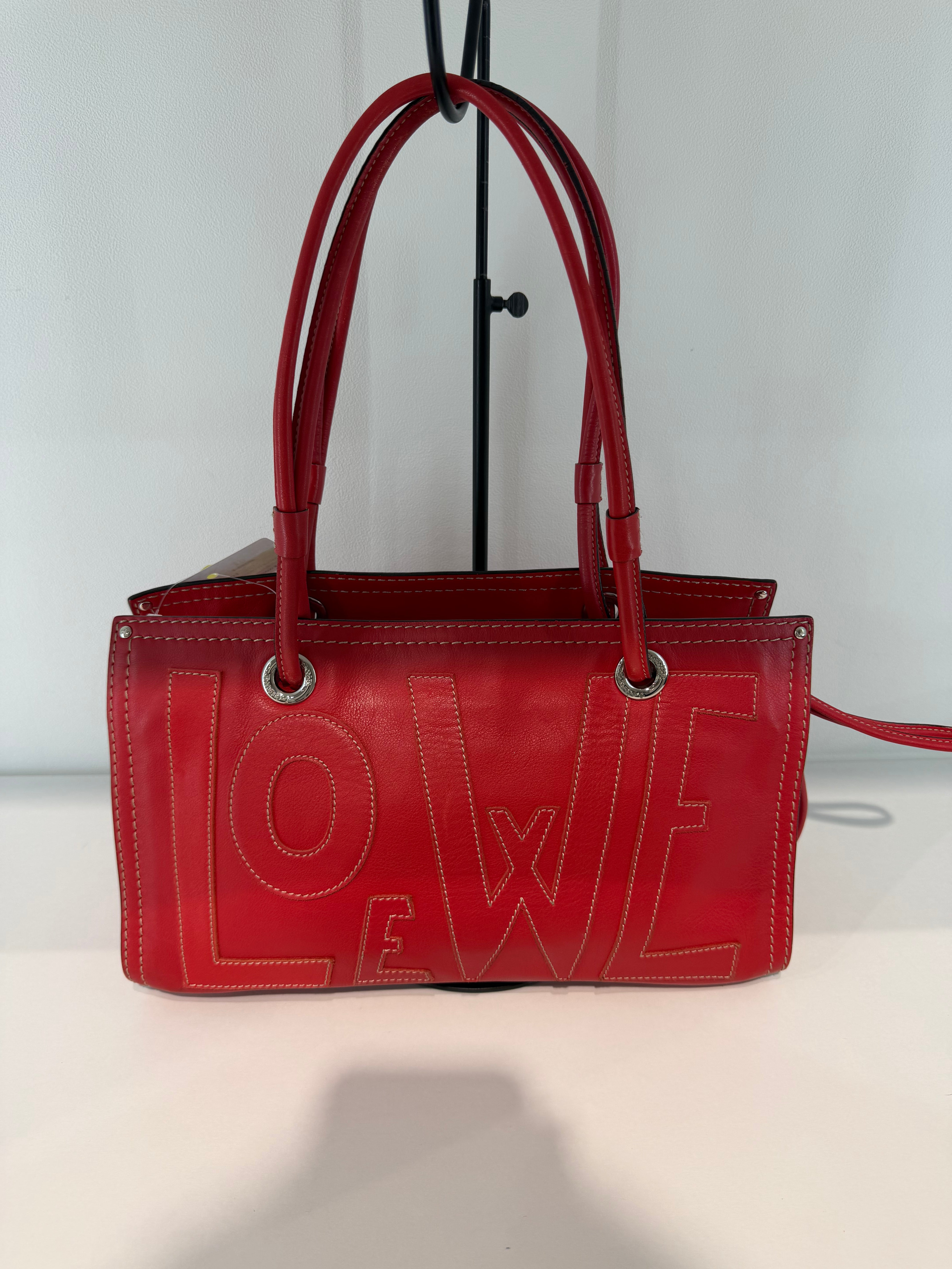 Loewe Logo Tote in Pelle Rossa
