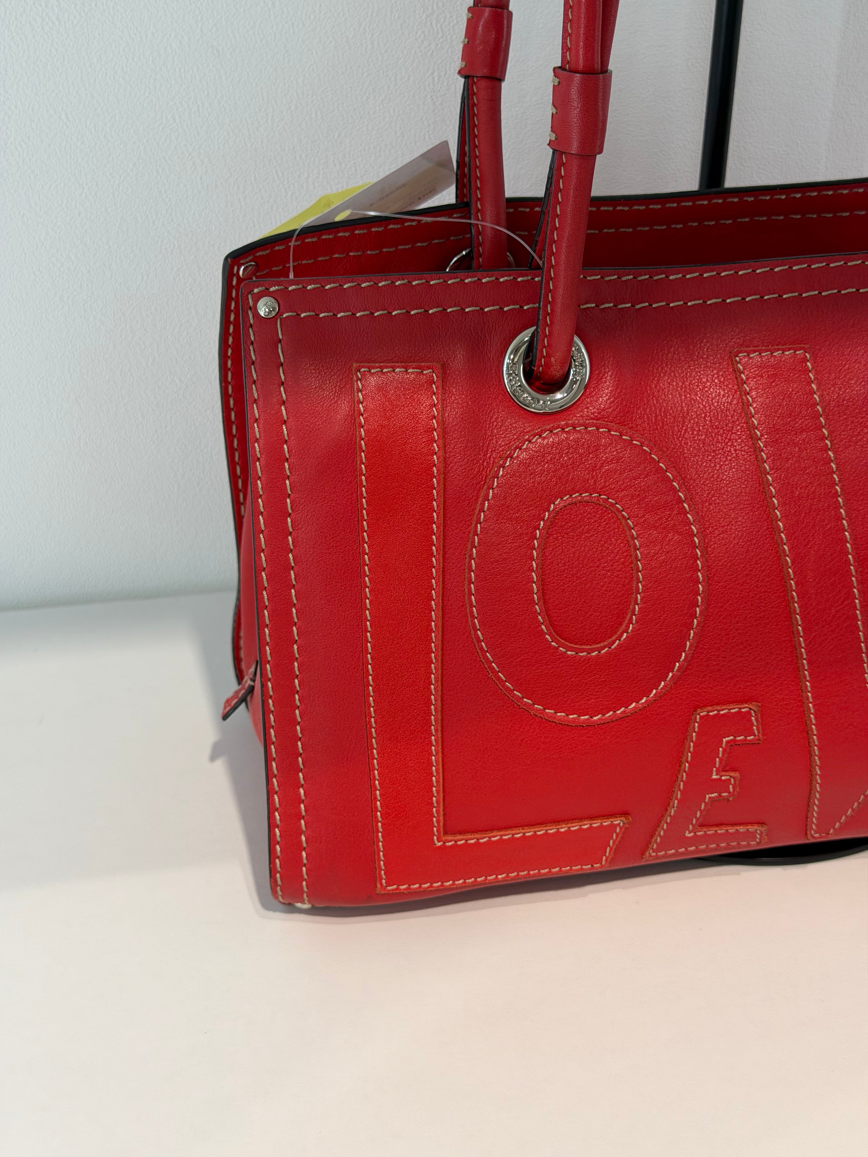 Loewe Logo Tote in Pelle Rossa