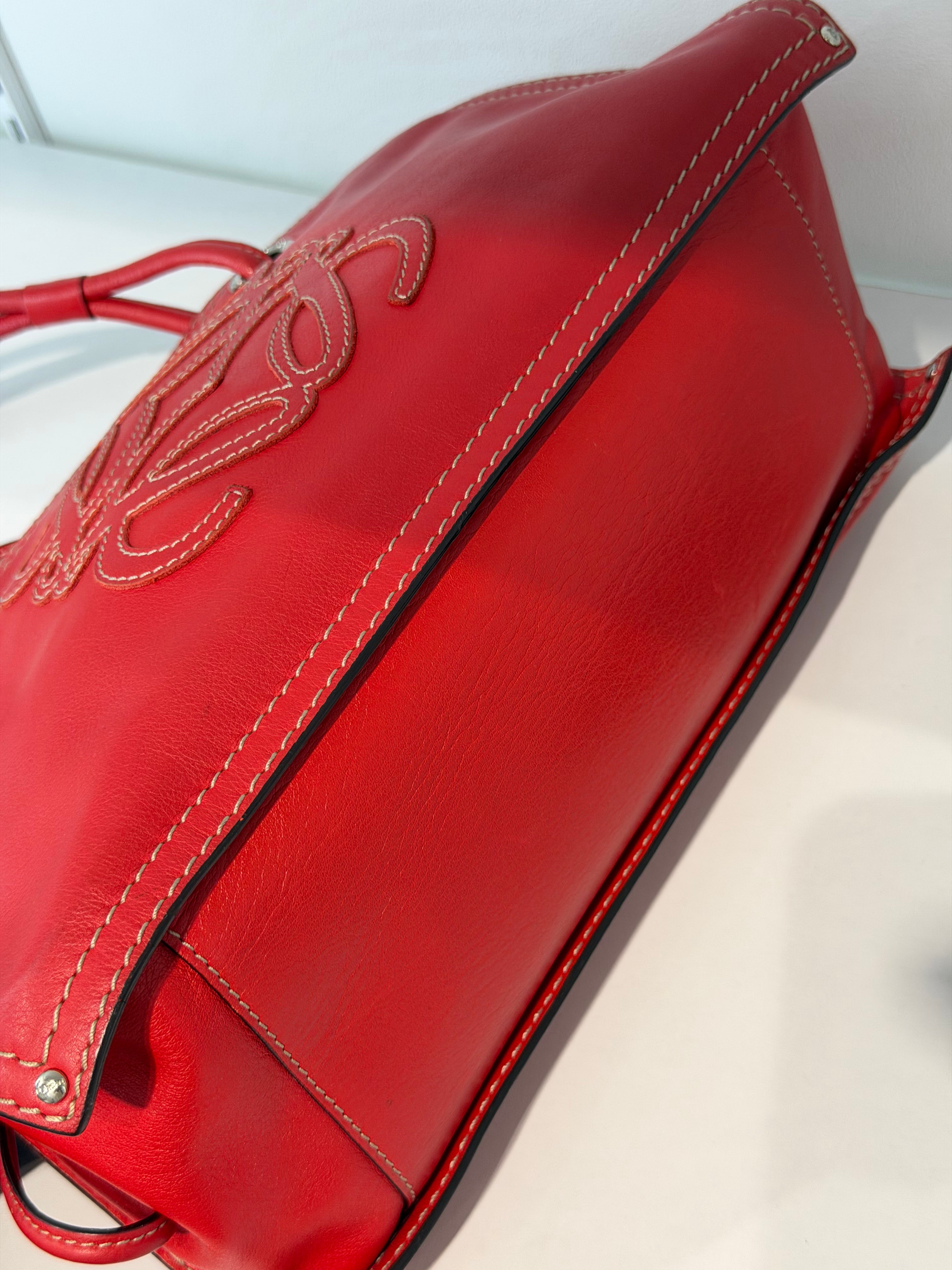 Loewe Logo Tote in Pelle Rossa
