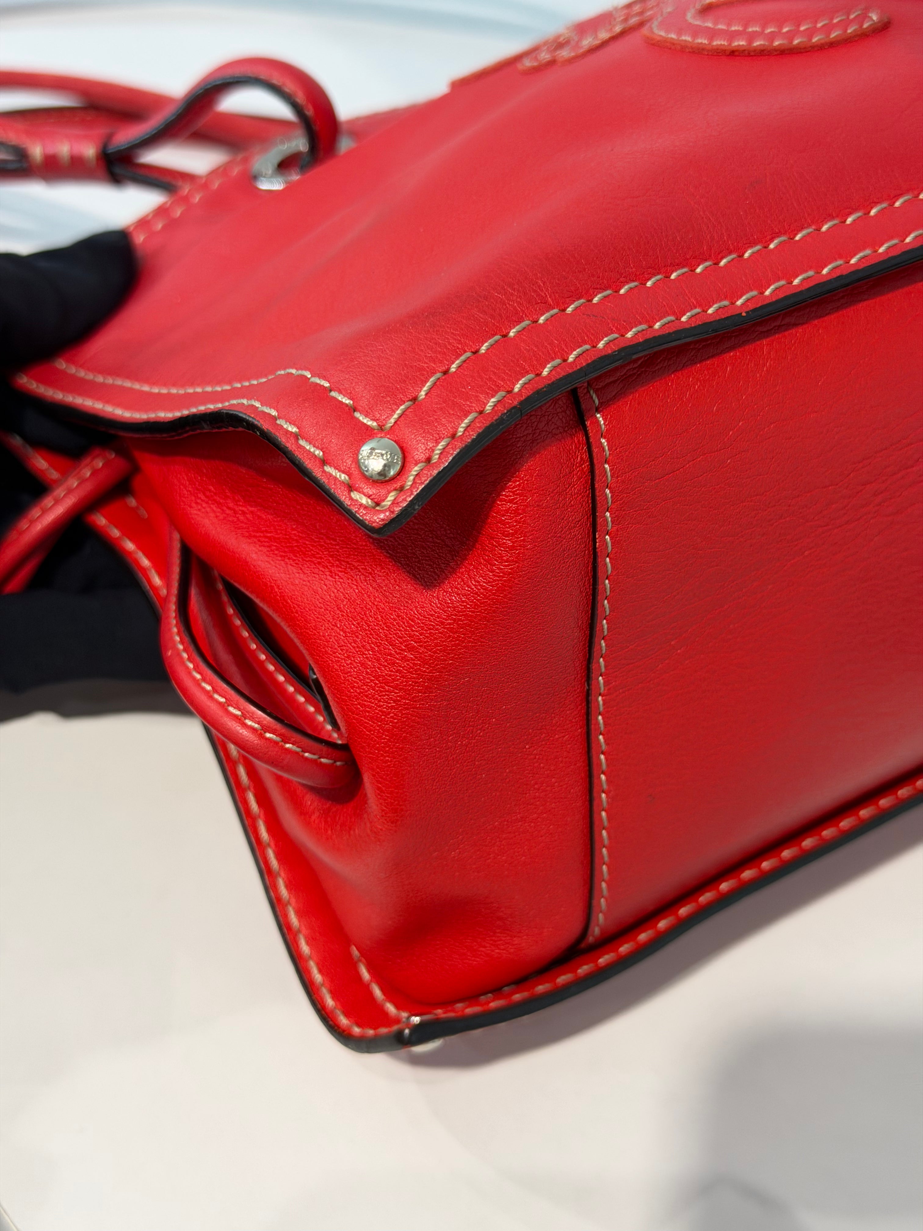 Loewe Logo Tote in Pelle Rossa