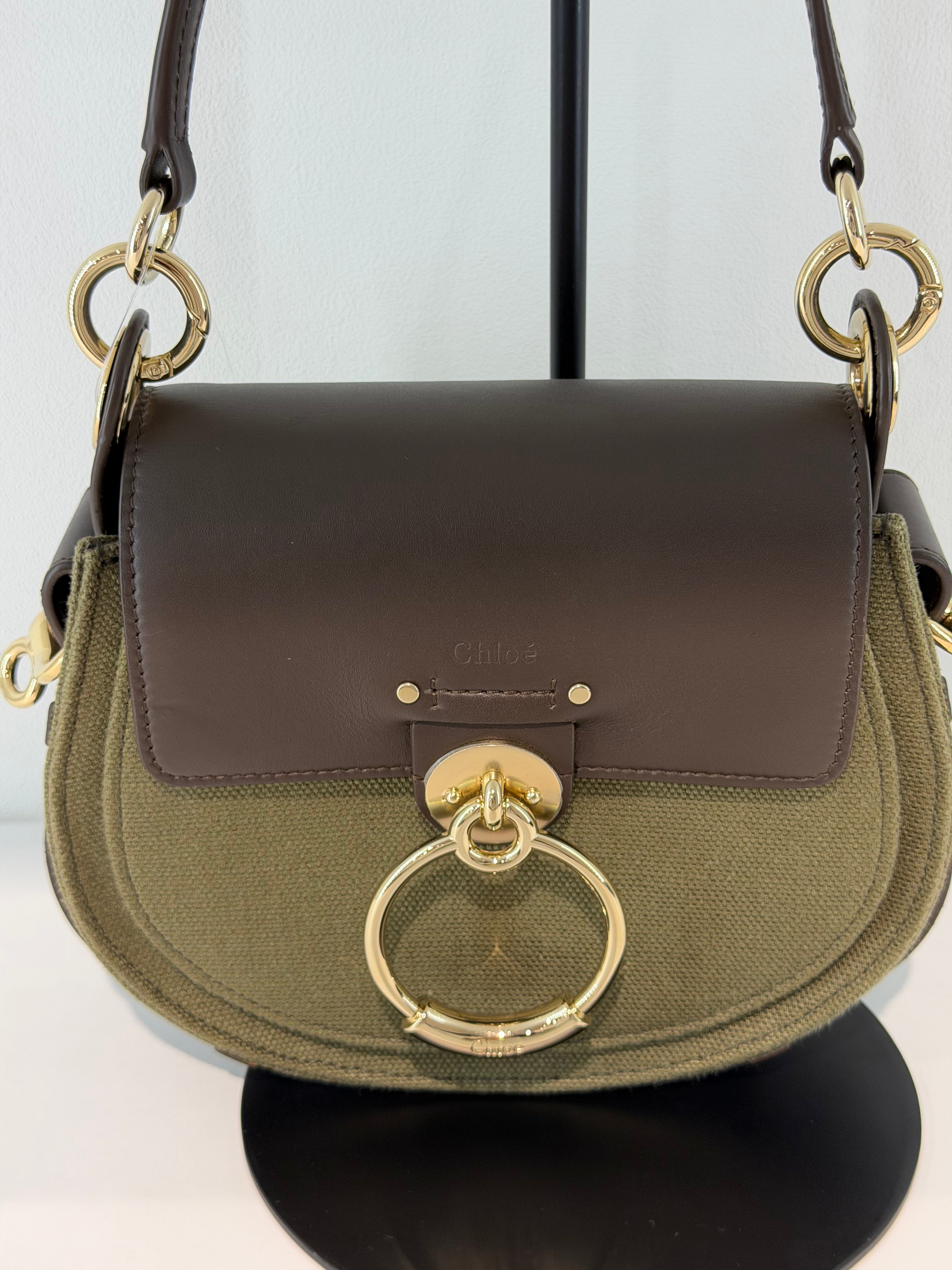 Borsa Chloé Tess Small in Tela e in Pelle