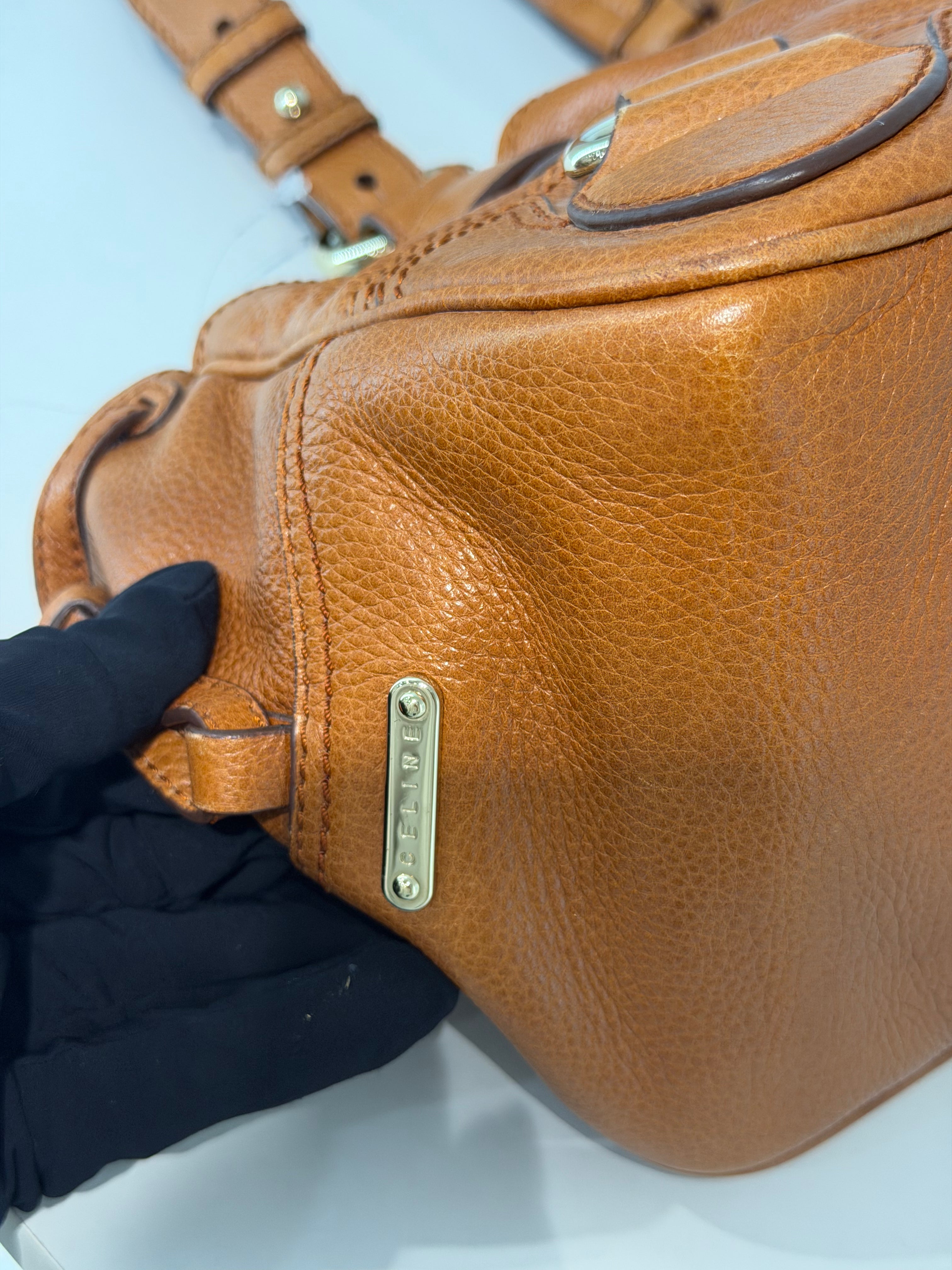Borsa Céline  a Spalla Vintage in Pelle Marrone Chiaro
