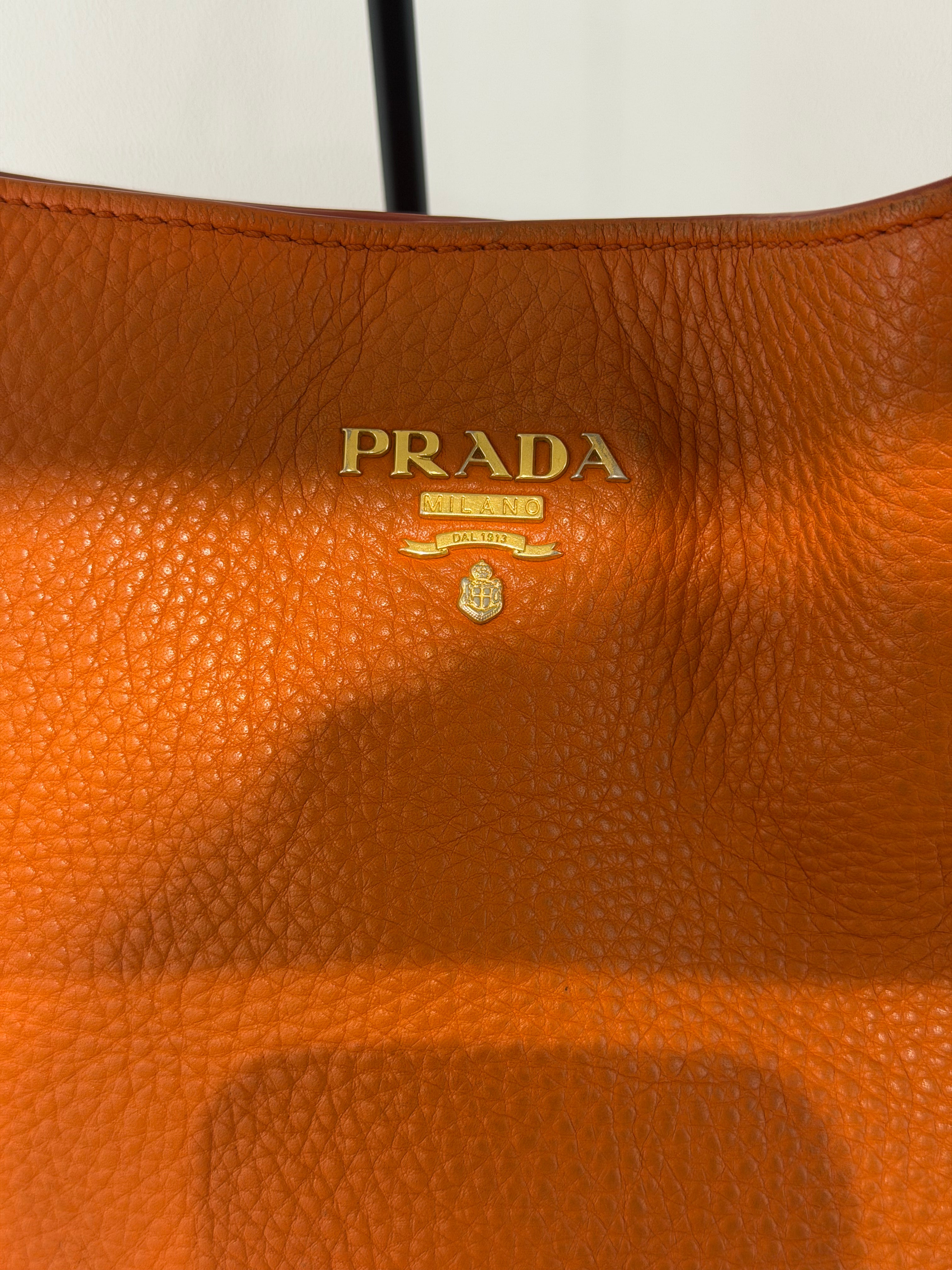 Borsa a Spalla Prada Vitello Daino Hobo in Pelle Martellata