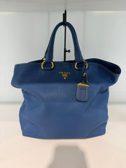 Borsa Tote Prada in Pelle Martellata Blu