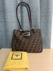 Borsa a Spalla Fendi Vintage in Tela Zucca