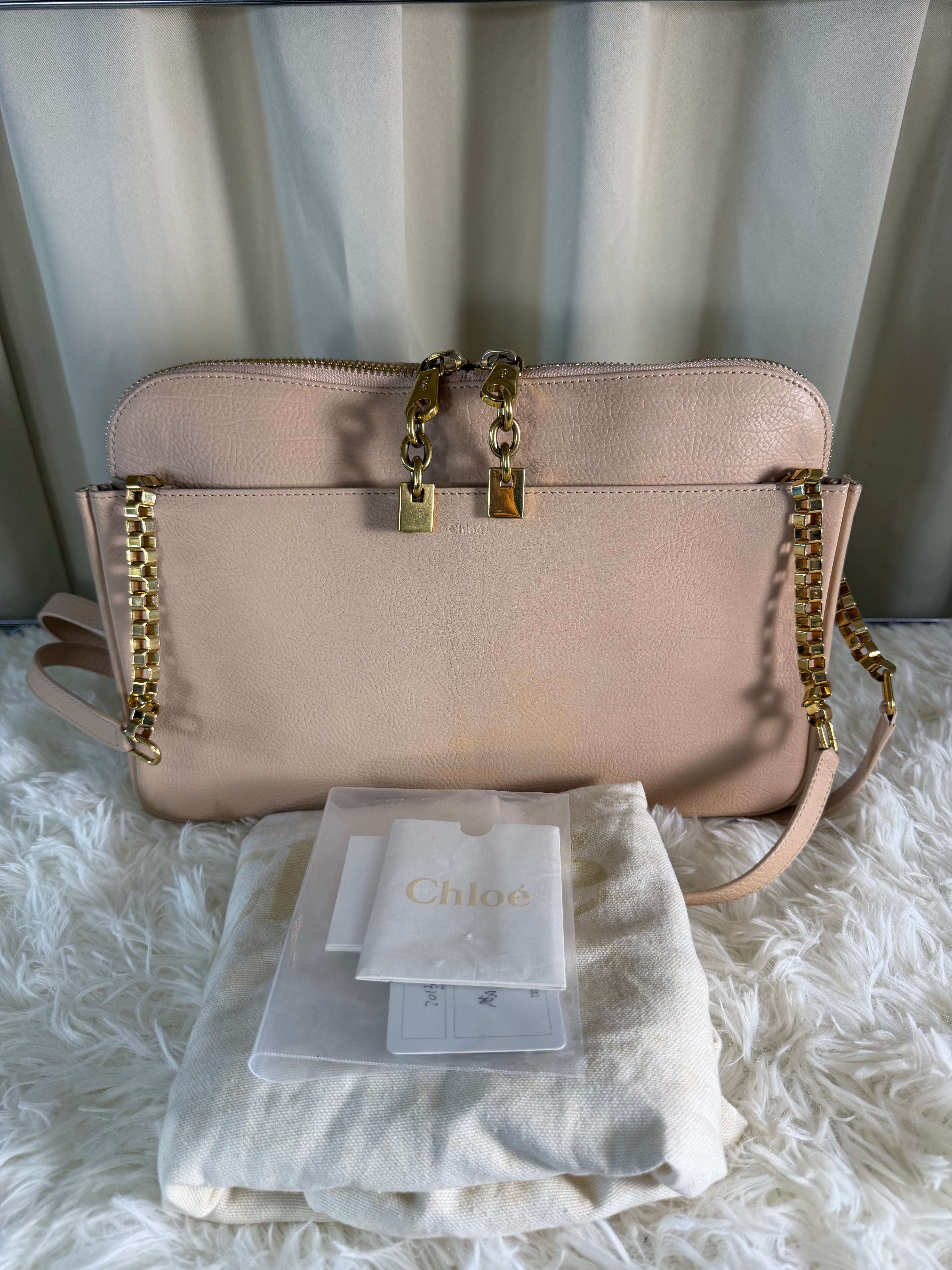 Borsa Chloé Lucy in Pelle Rosa Chiaro