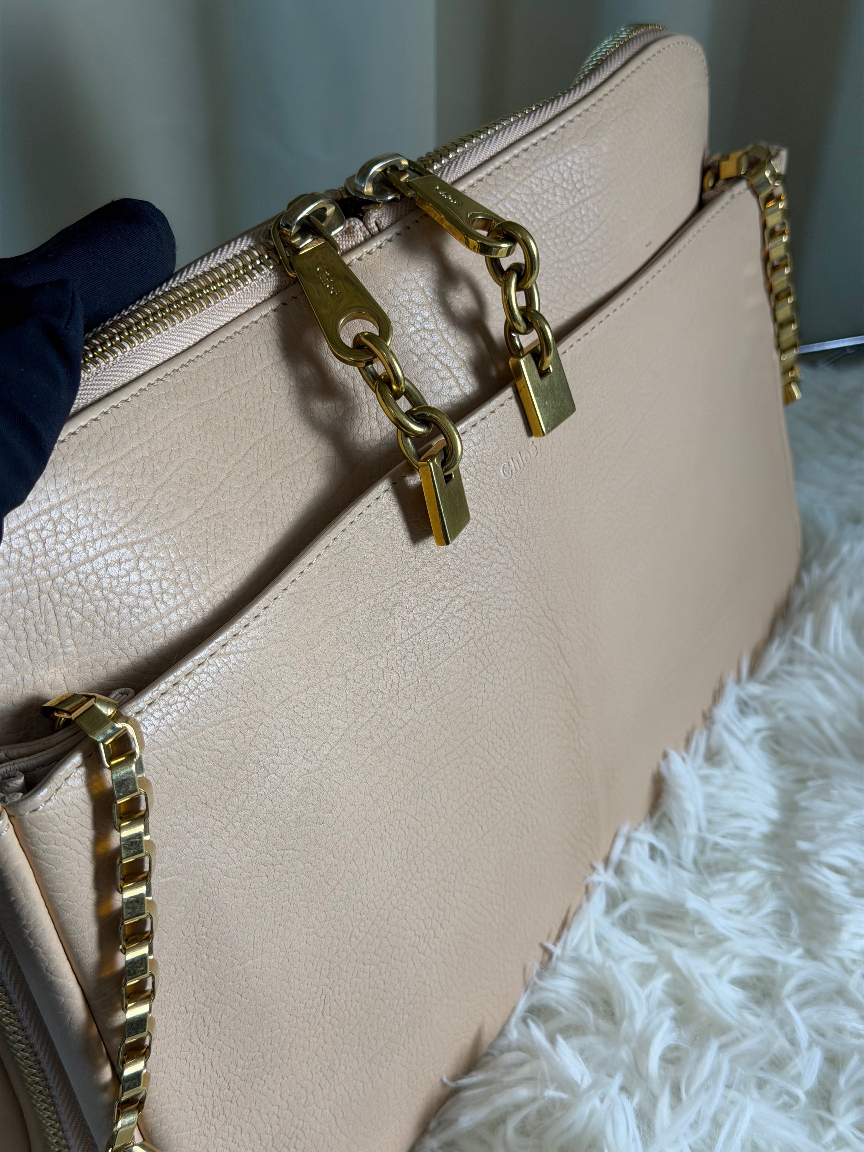 Borsa Chloé Lucy in Pelle Rosa Chiaro