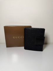 Portafoglio Bi-Fold Gucci in Tela GG Nera e Pelle