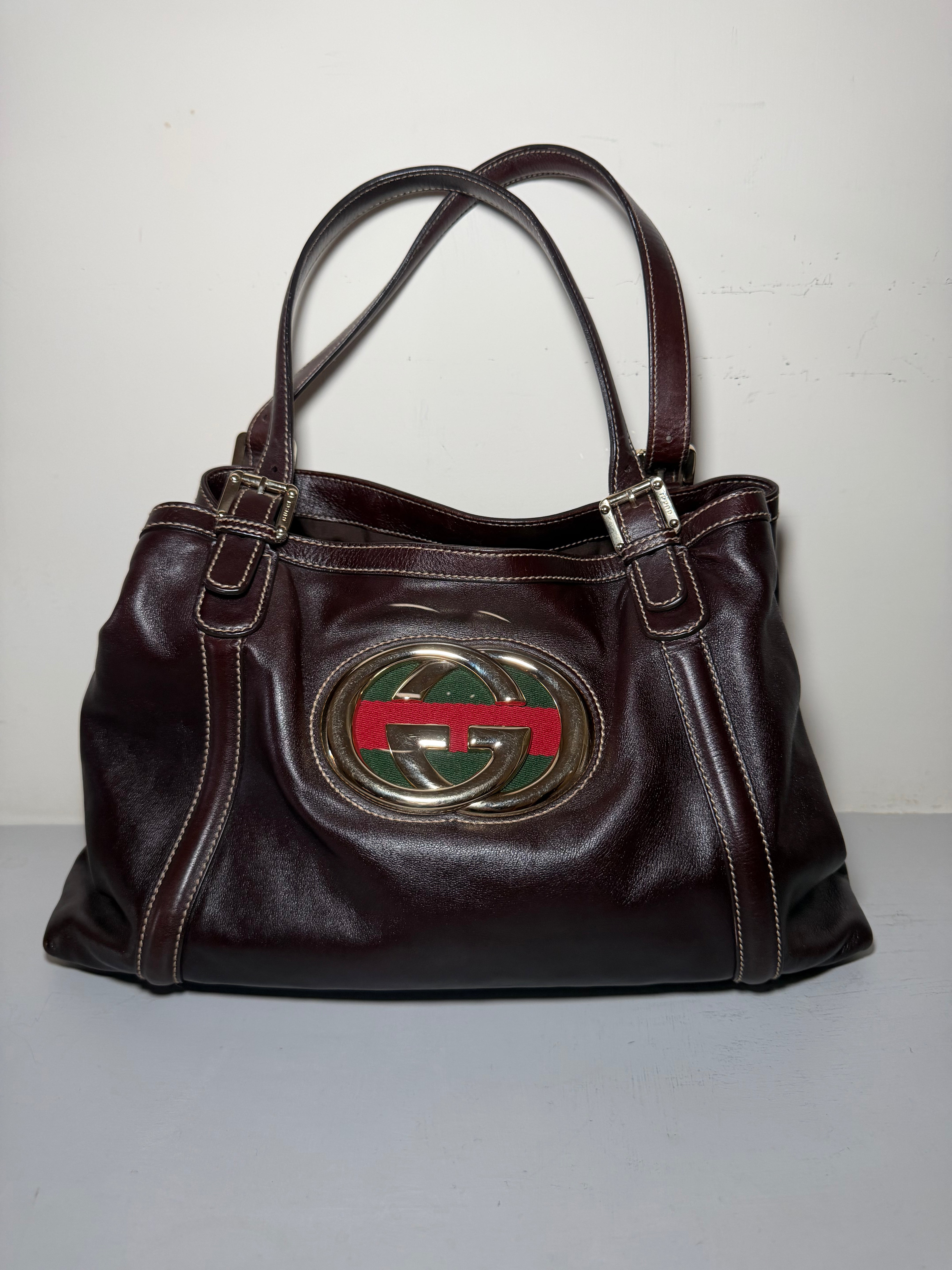 Borsa Tote Gucci Britt in Pelle Marrone