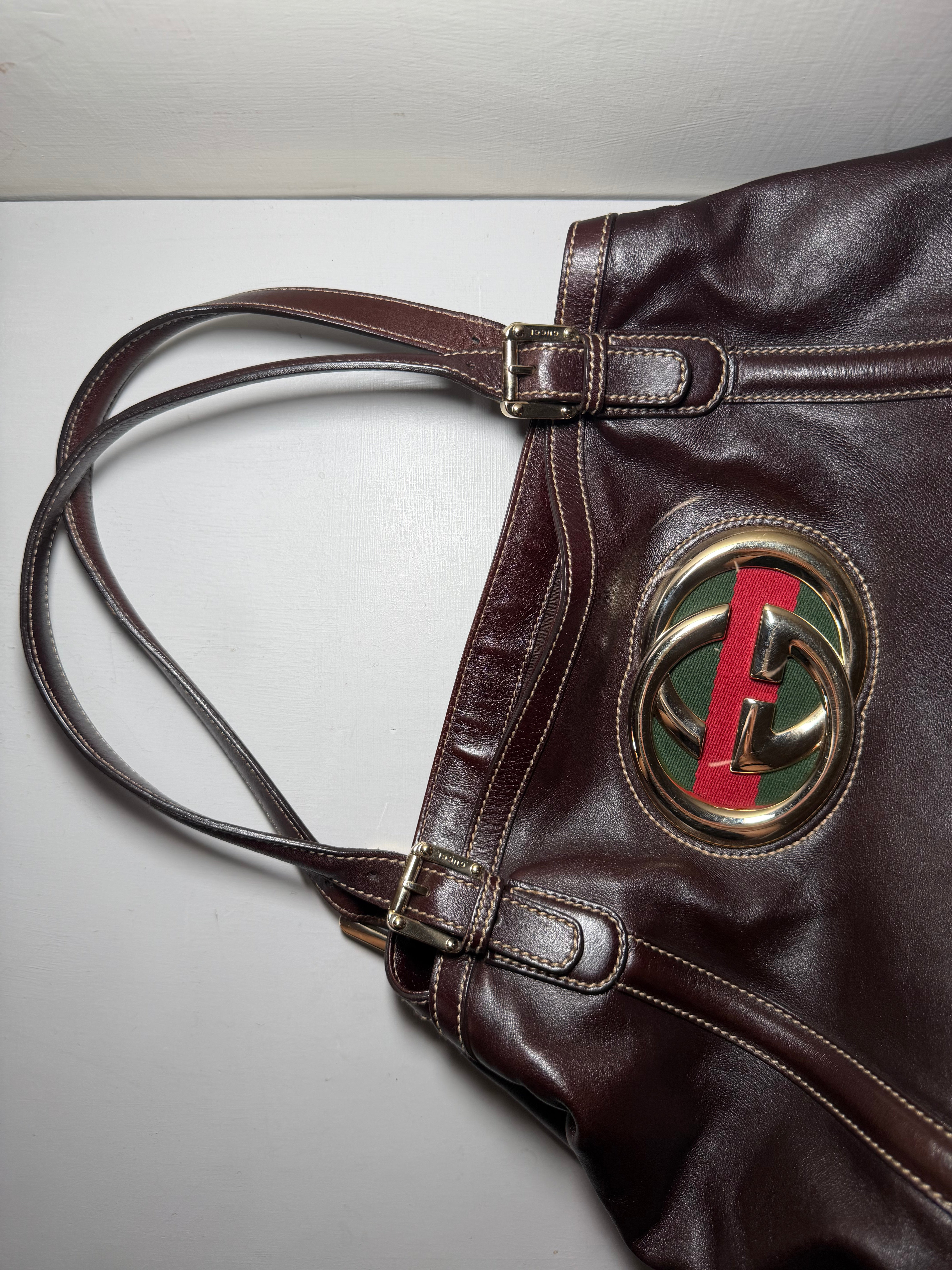 Borsa Tote Gucci Britt in Pelle Marrone