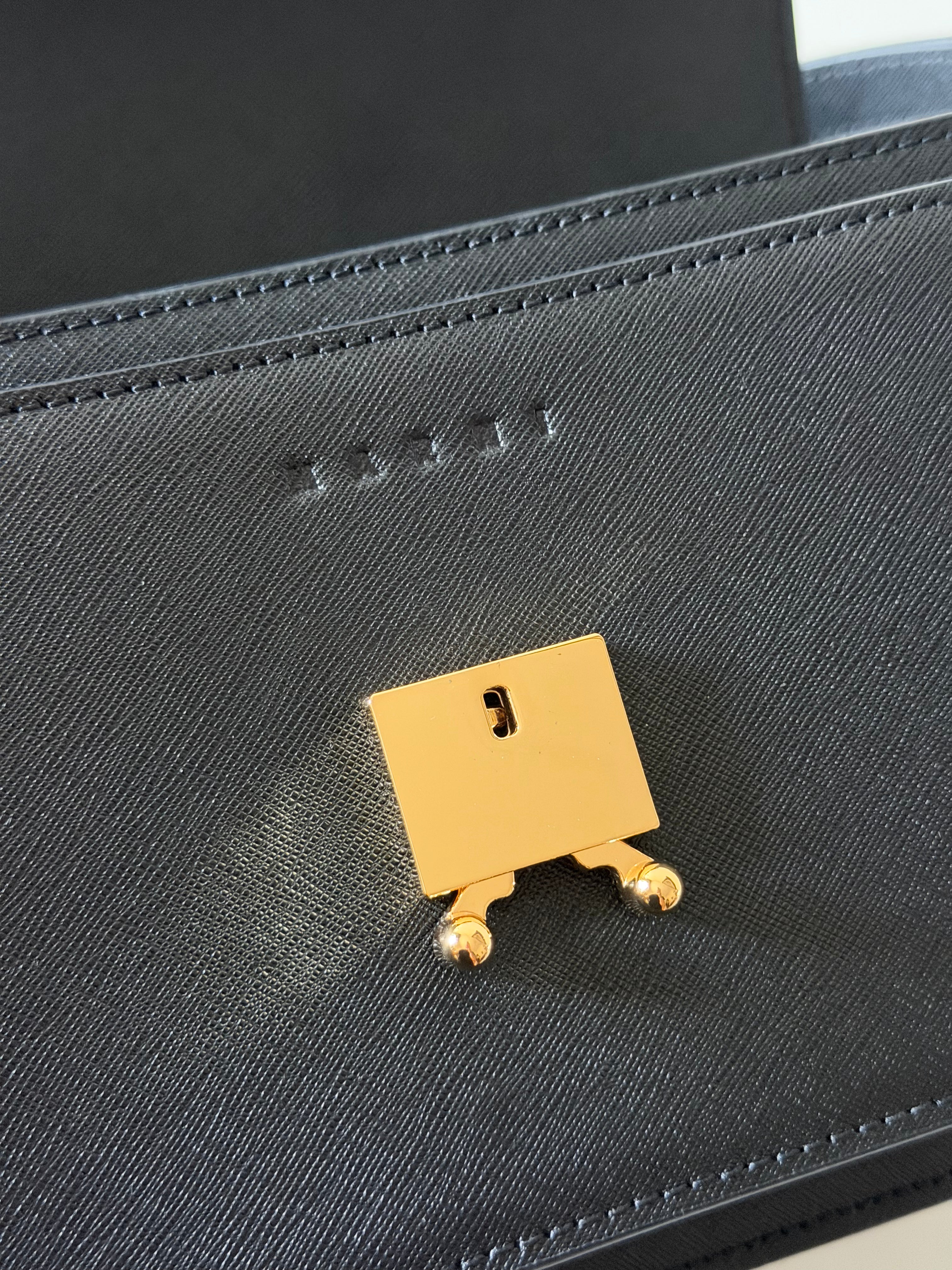 Borsa Trunk di Marni in Pelle Saffiano Nera