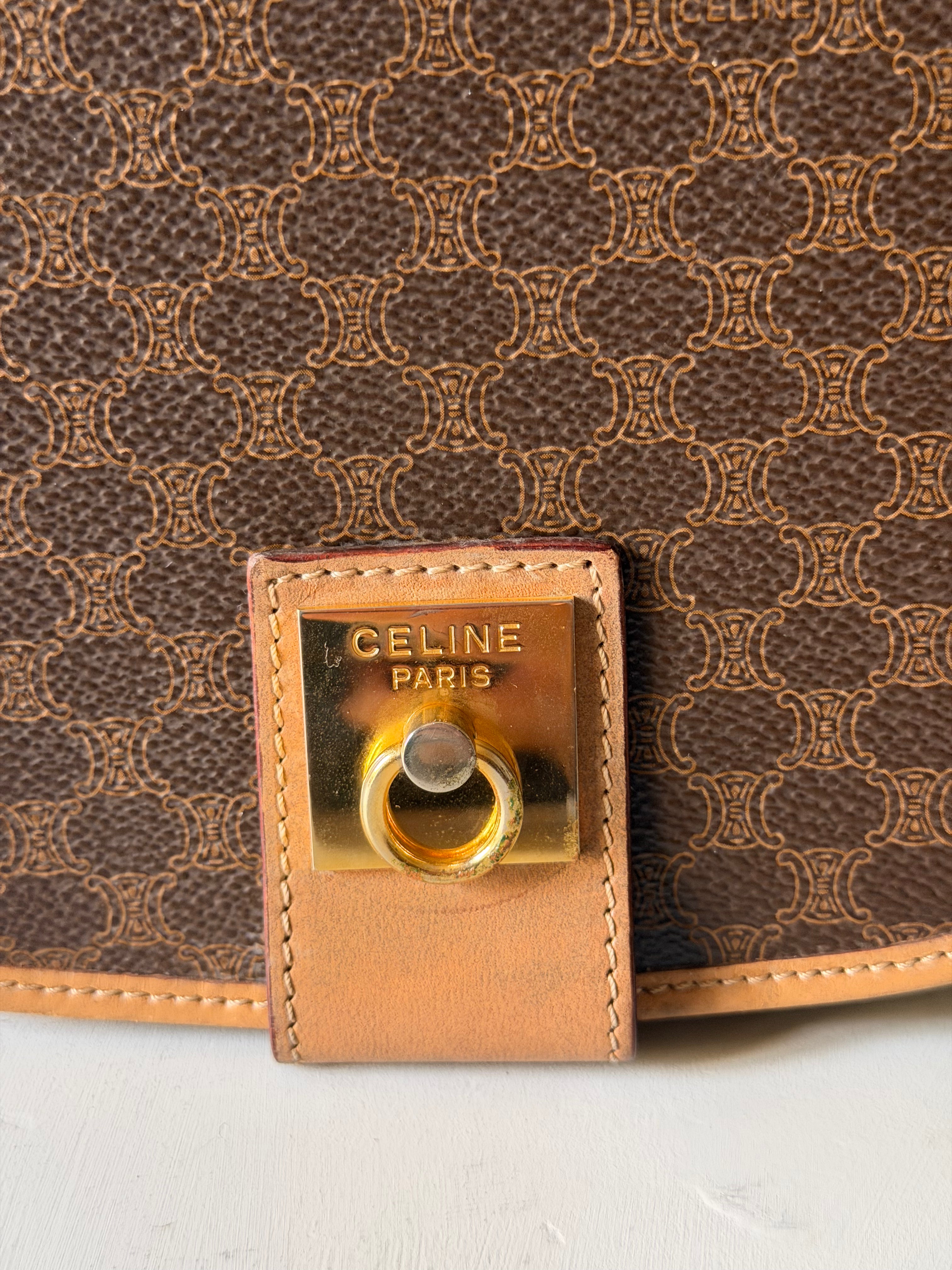 Borsa a Tracolla Vintage Celine con Iconico Motivo Macadam