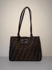 Borsa a Spalla Fendi Vintage in Tela Zucca