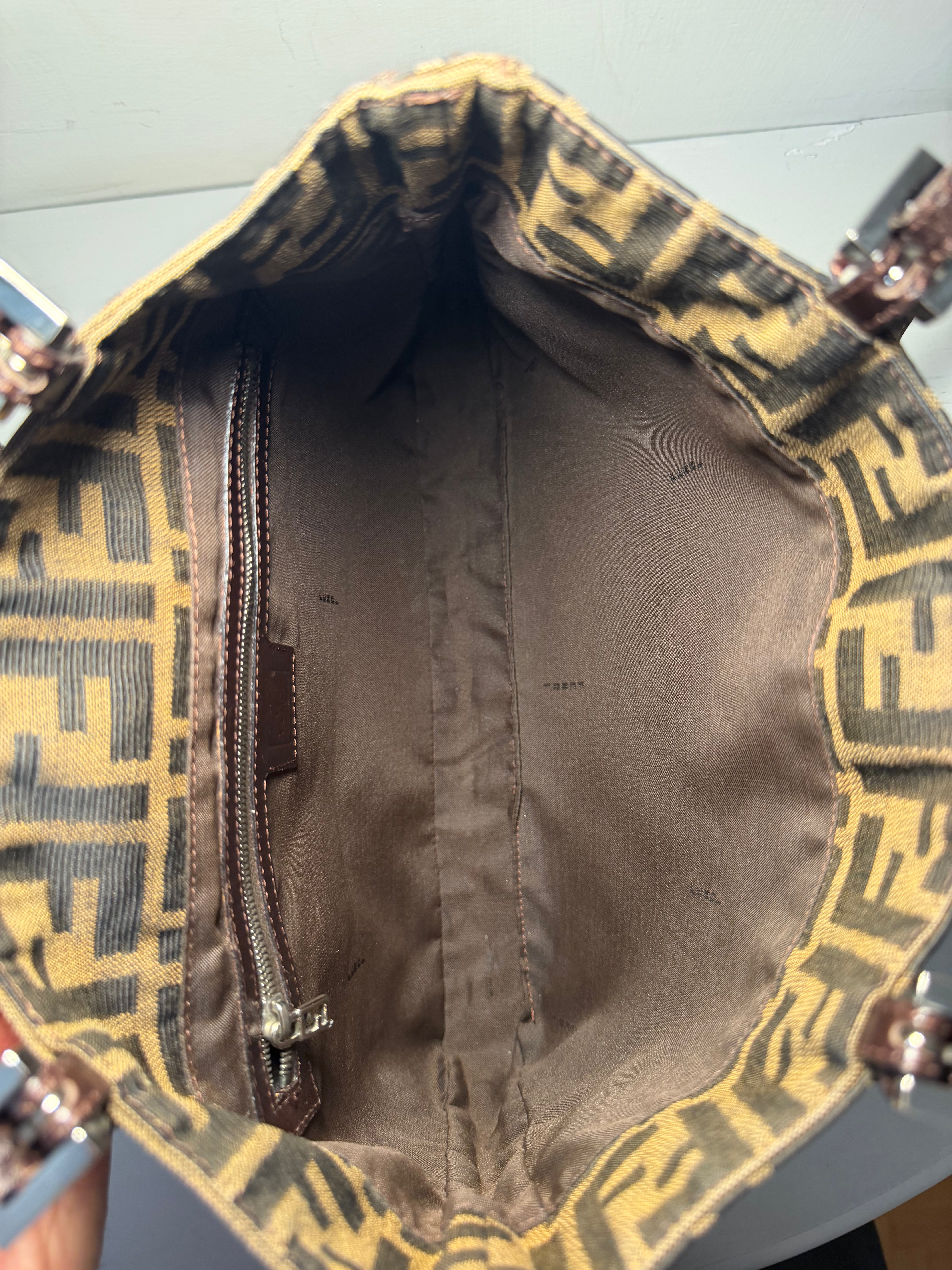 Borsa a Spalla Fendi Vintage in Tela Zucca