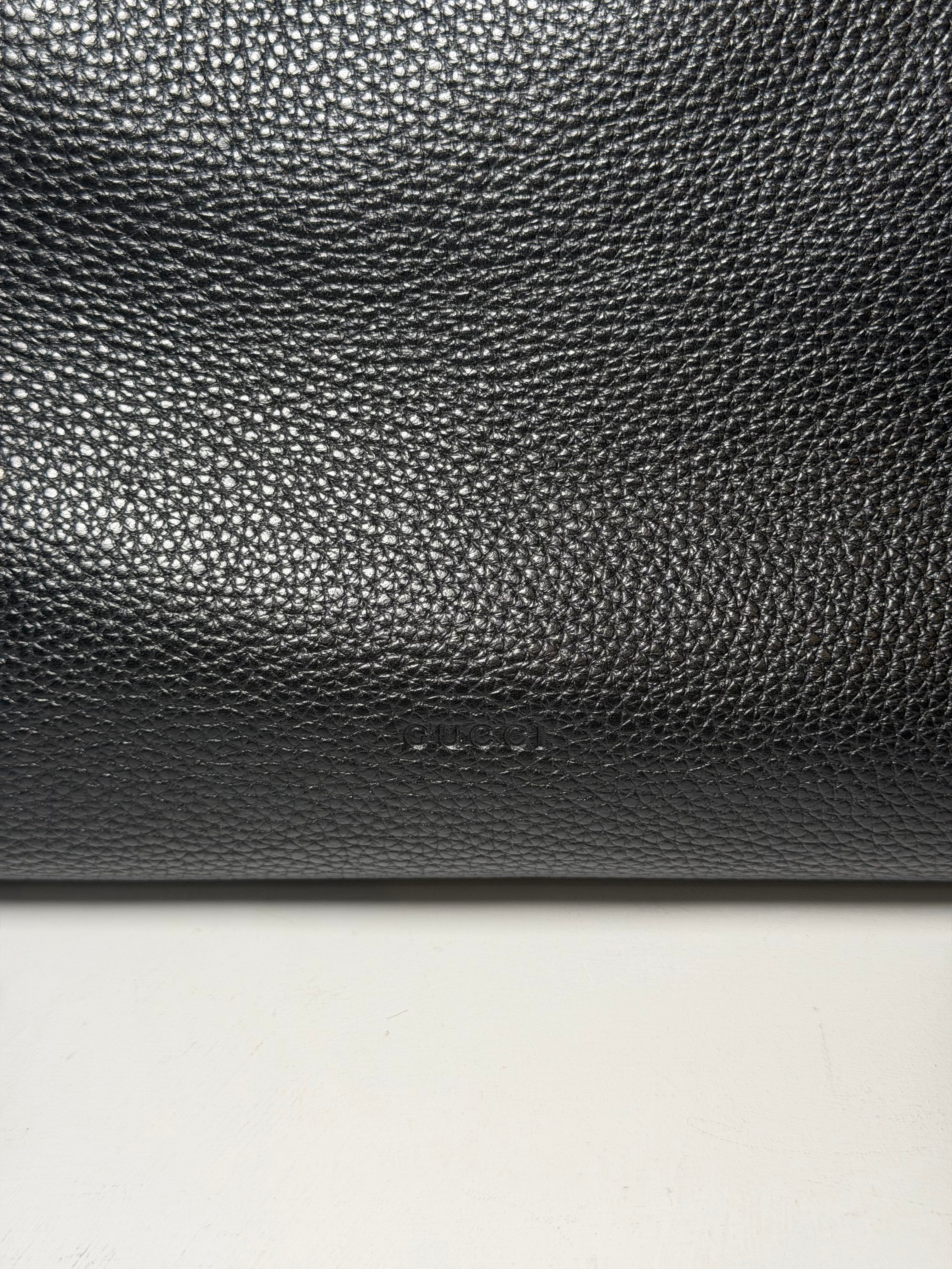 Borsa a Mano Gucci Bamboo Daily in Pelle Nera Martellata