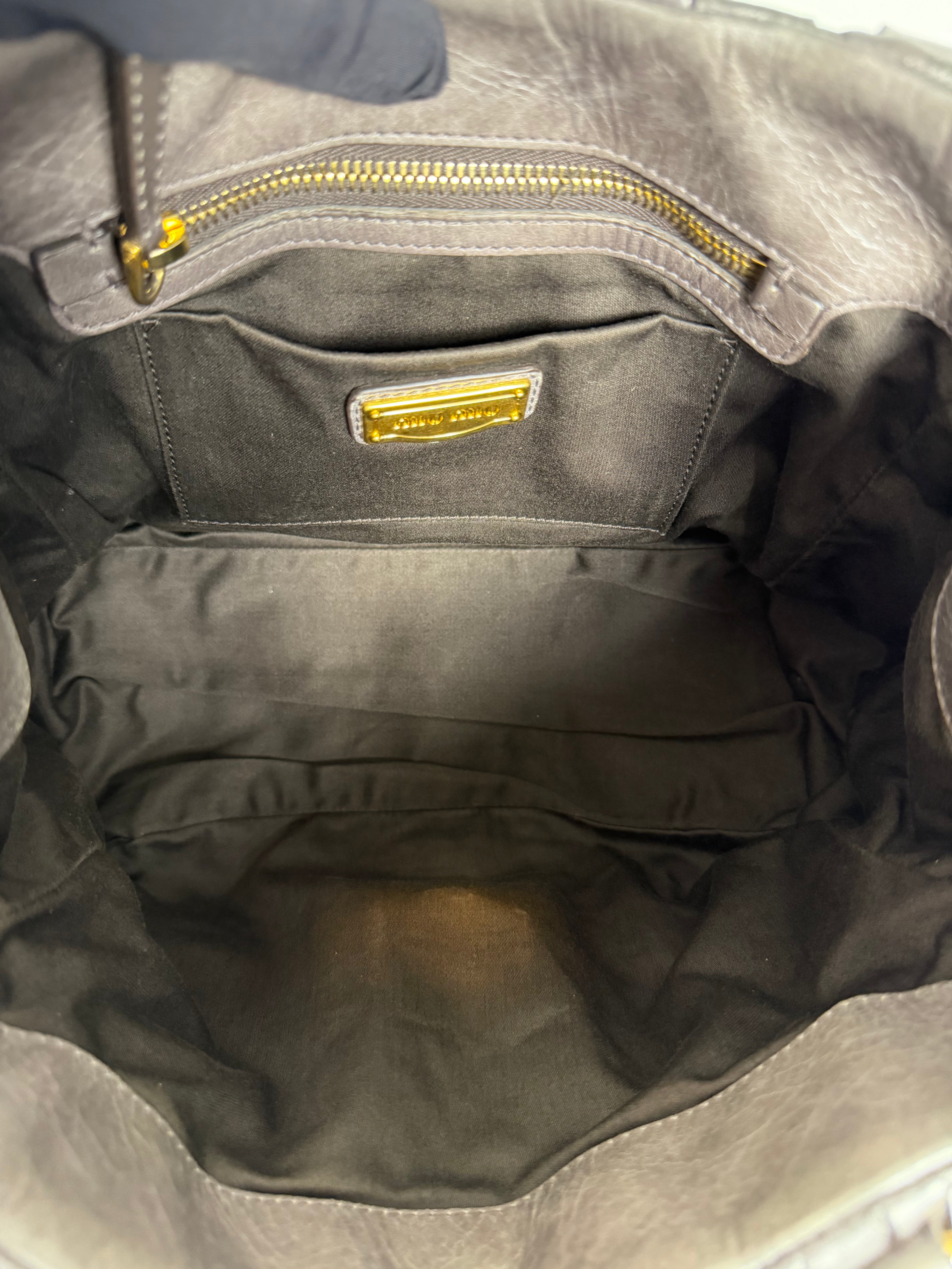 Borsa Miu Miu Matelassé 2 Way in Pelle Grigia