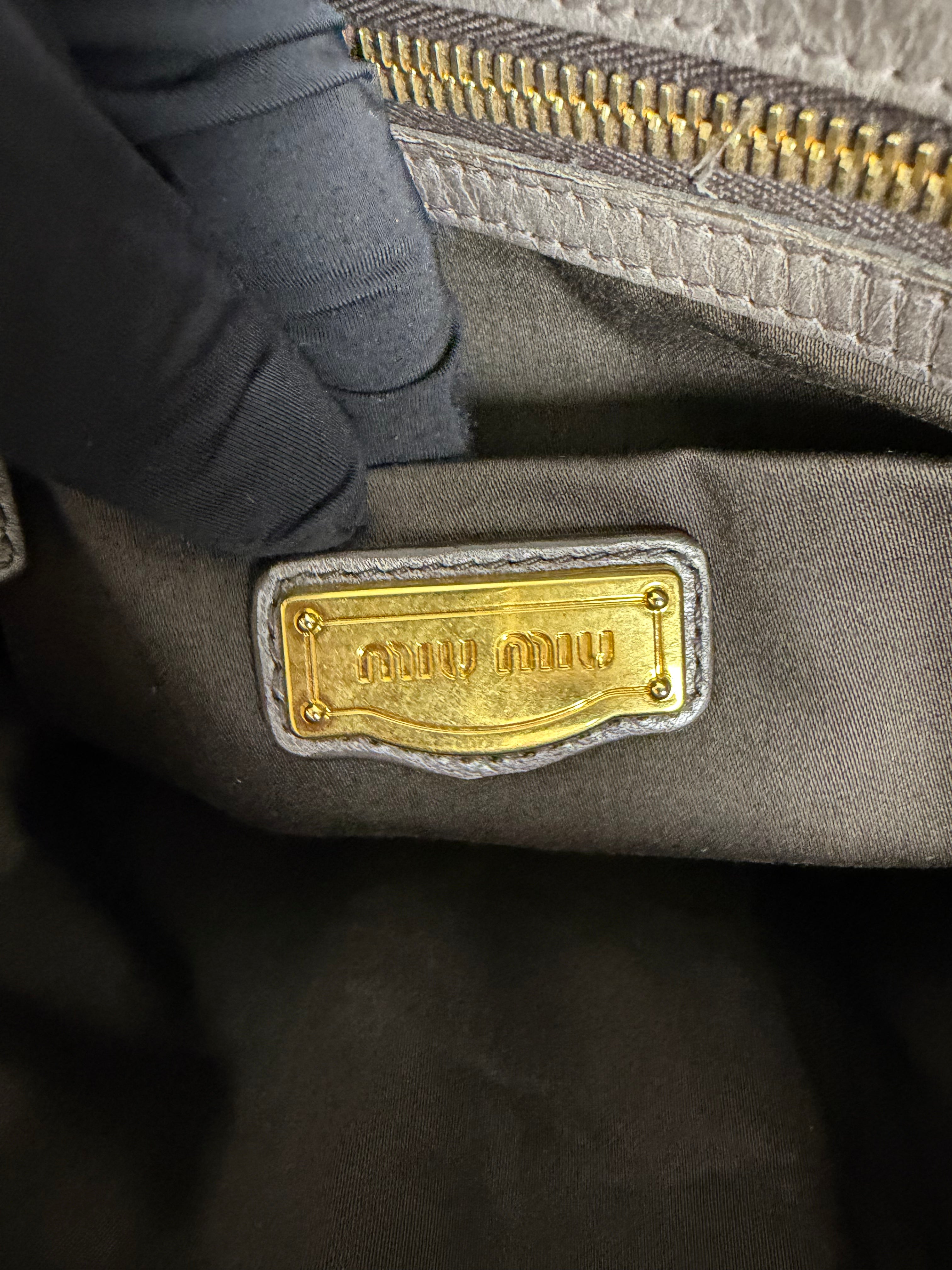 Borsa Miu Miu Matelassé 2 Way in Pelle Grigia