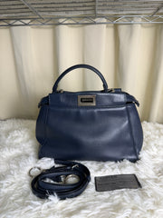 Borsa Fendi Peekaboo Mini in Pelle Blu
