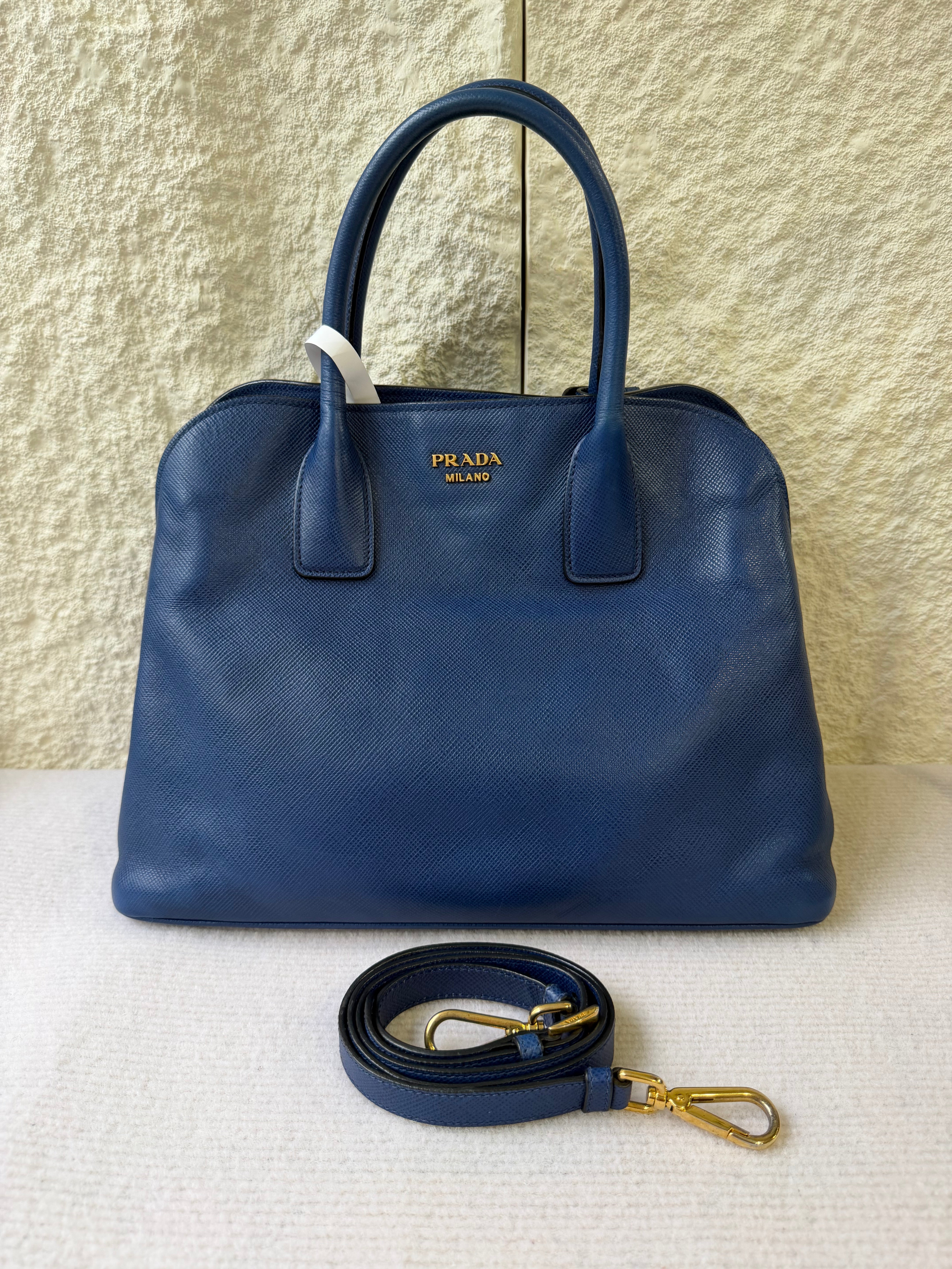 Borsa Prada Promenade in Pelle Saffiano Blu