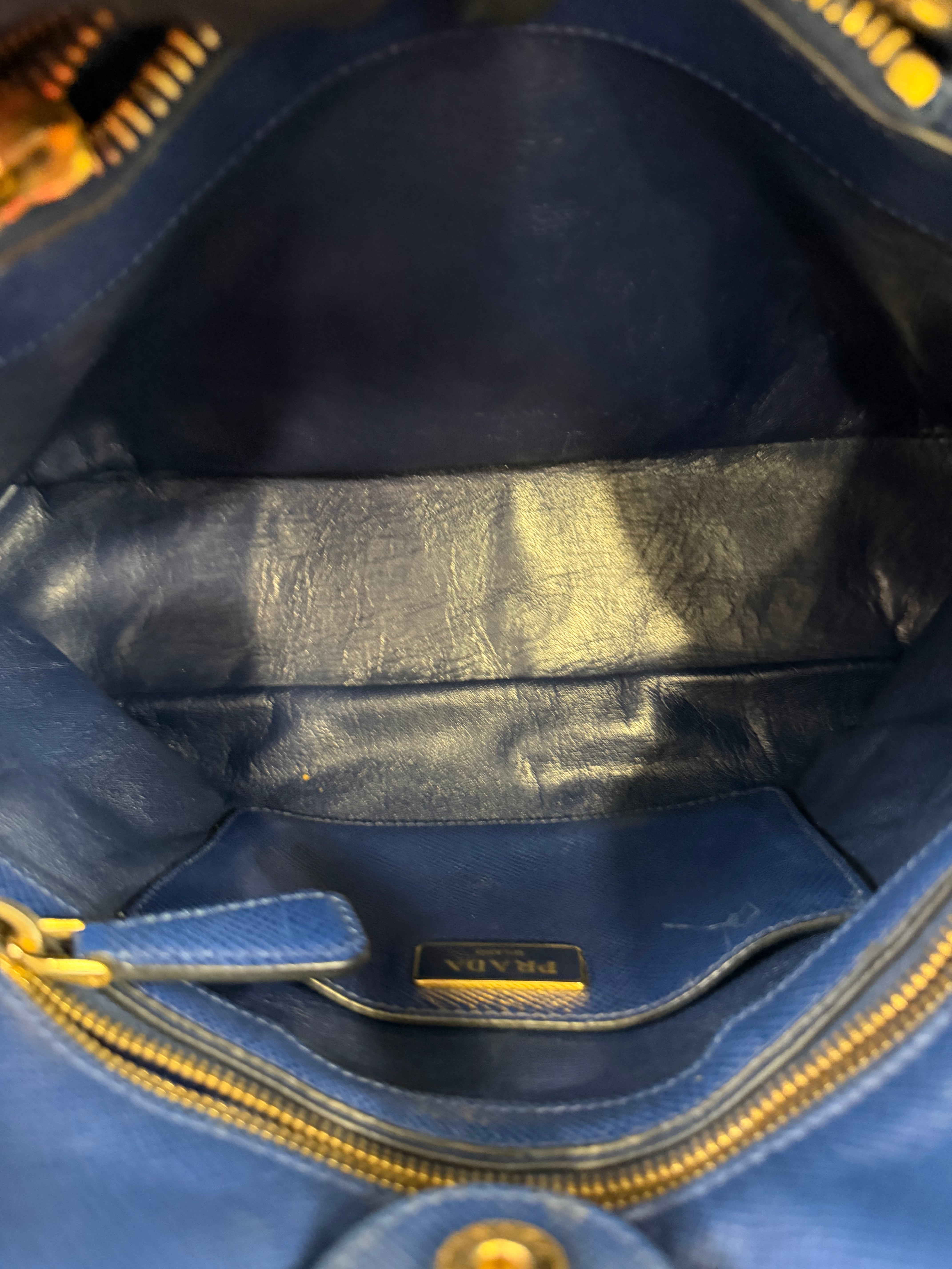 Borsa Prada Promenade in Pelle Saffiano Blu