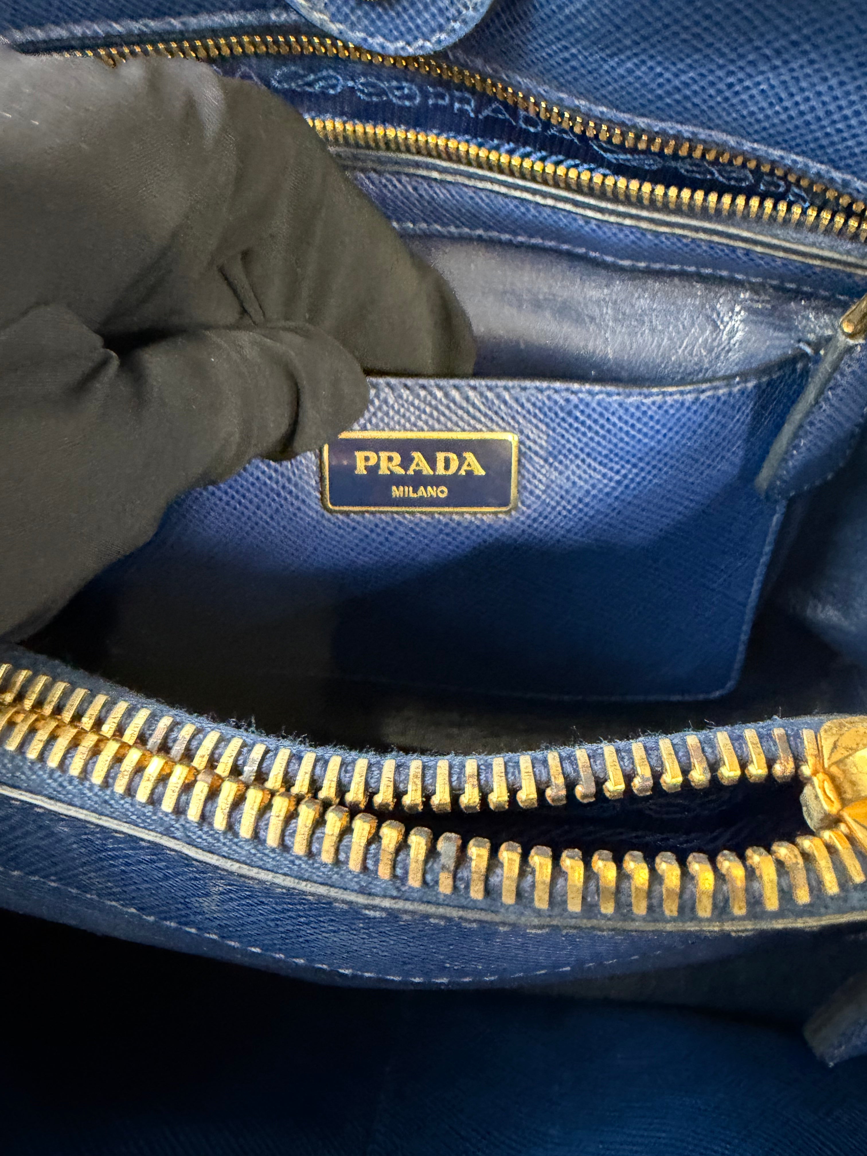 Borsa Prada Promenade in Pelle Saffiano Blu