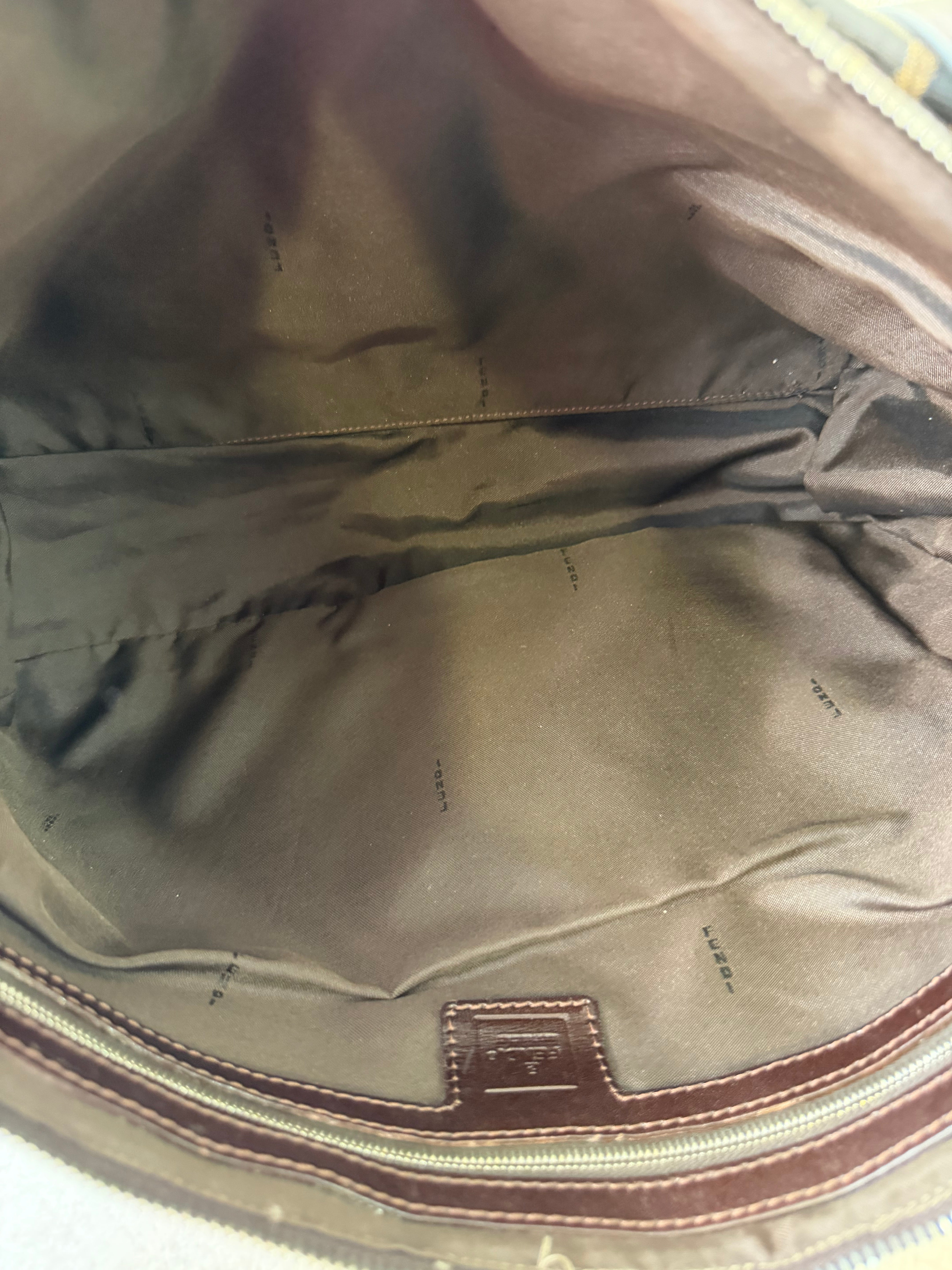 Borsa a Spalla Fendi Mamma Baguette in Tela con Iconico Motivo Zucca
