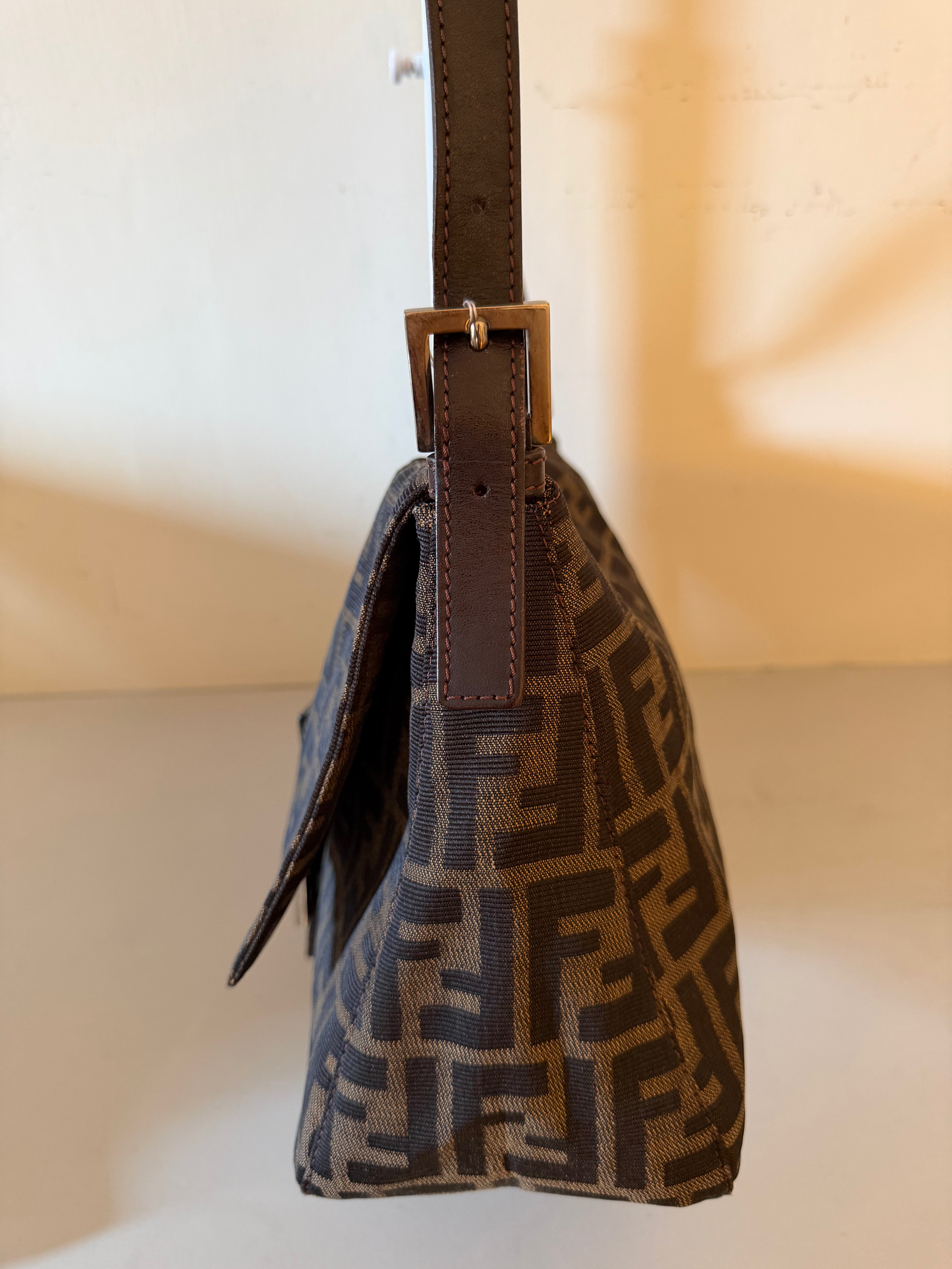 Borsa Fendi Mamma Baguette in Tela Zucca