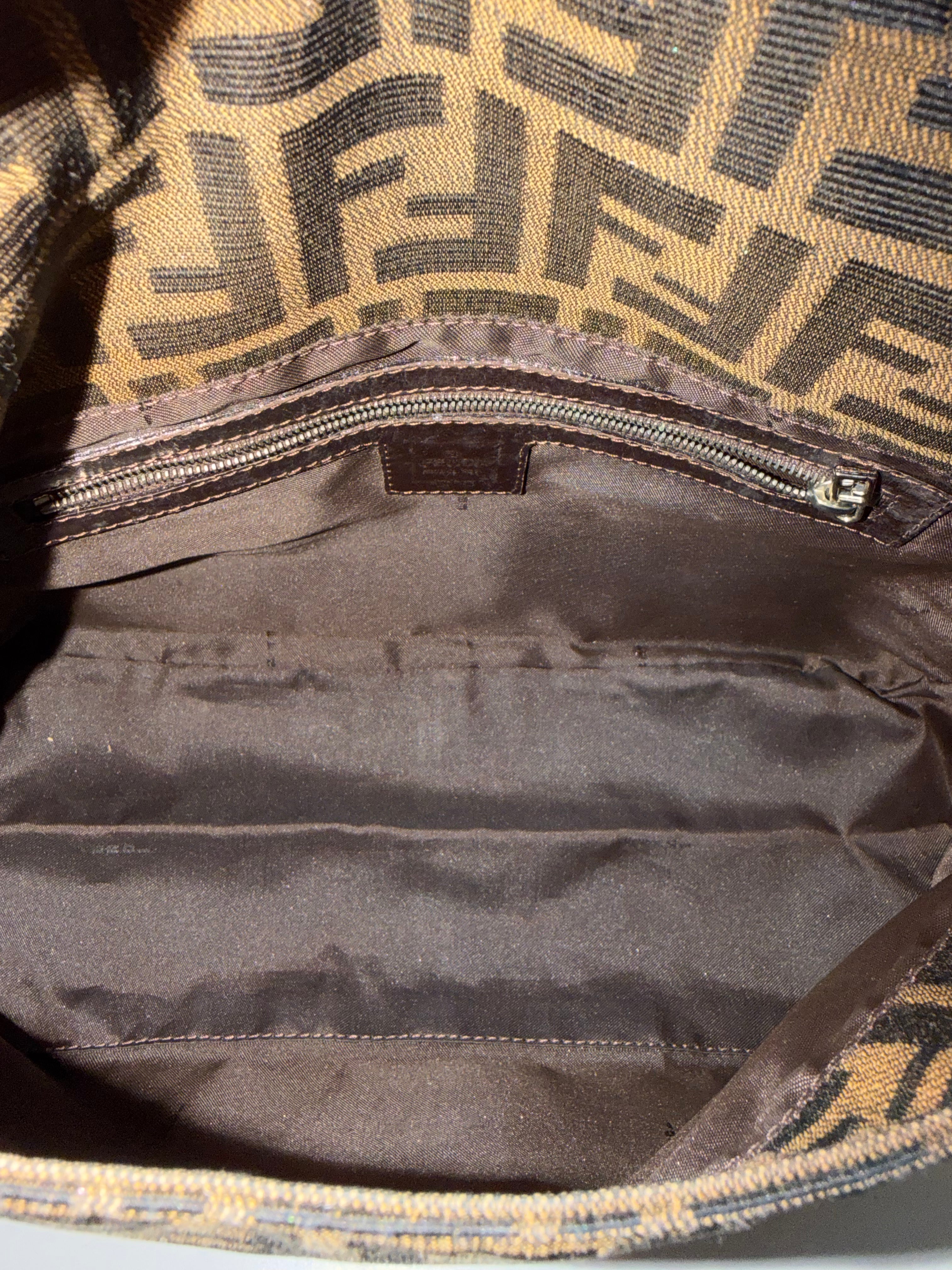 Borsa Fendi Mamma Baguette in Tela Zucca