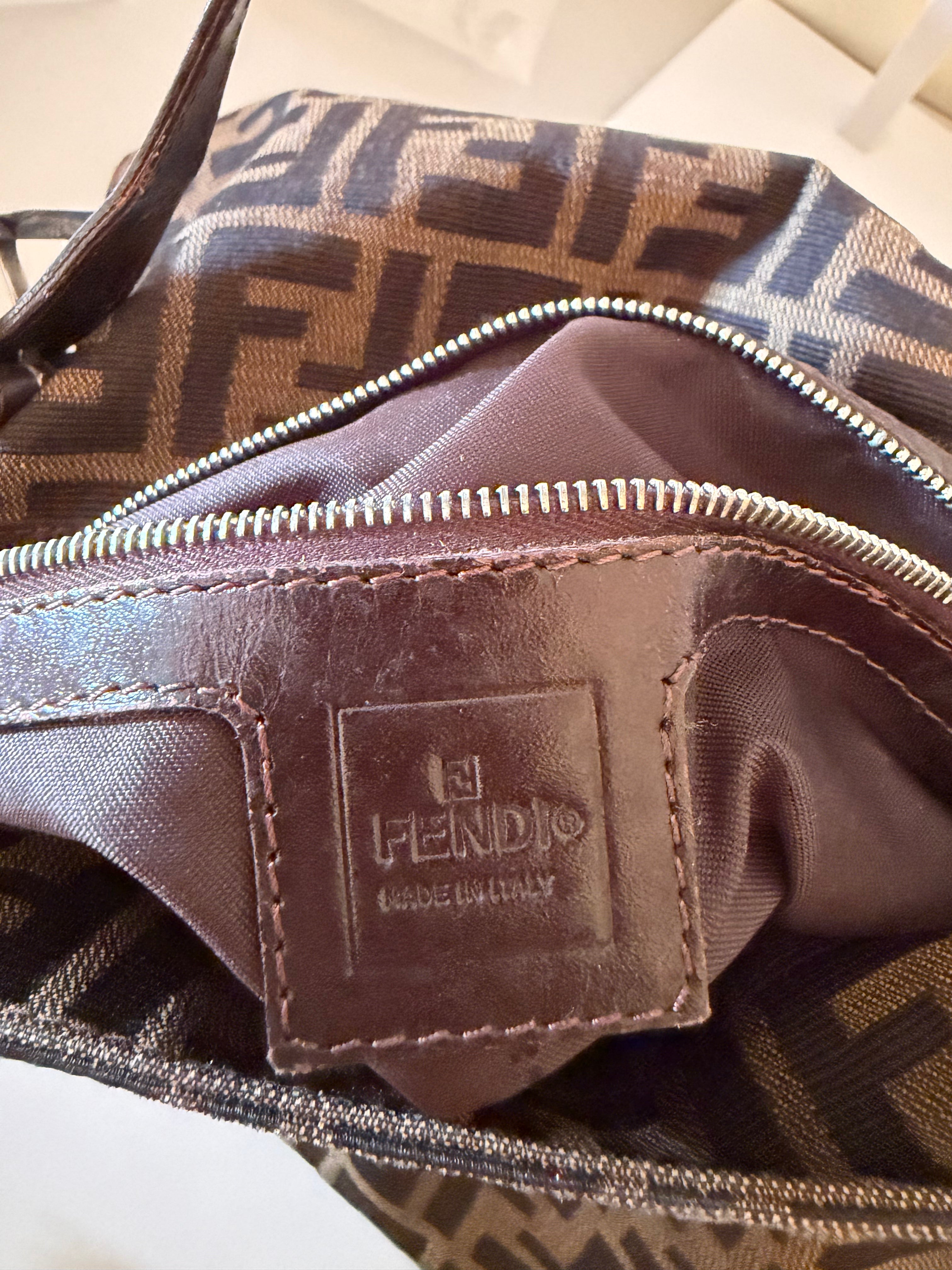 Borsa Fendi Mamma Baguette in Tela Zucca