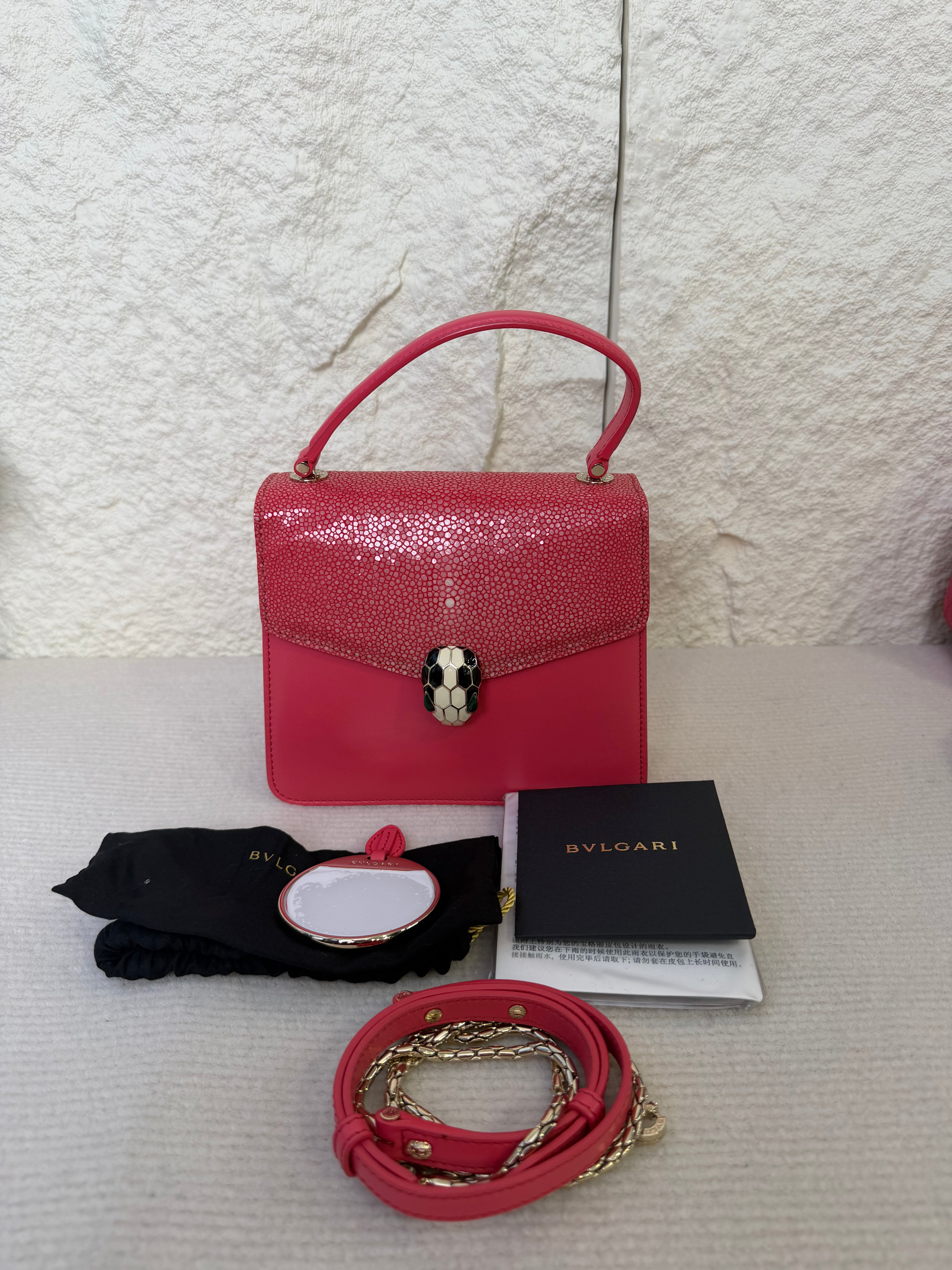 Borsa Bvlgari Serpenti Forever in Pelle Rosa