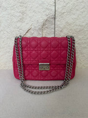 Borsa a Spalla Trapuntata Christian Dior Miss Dior in Pelle Fucsia