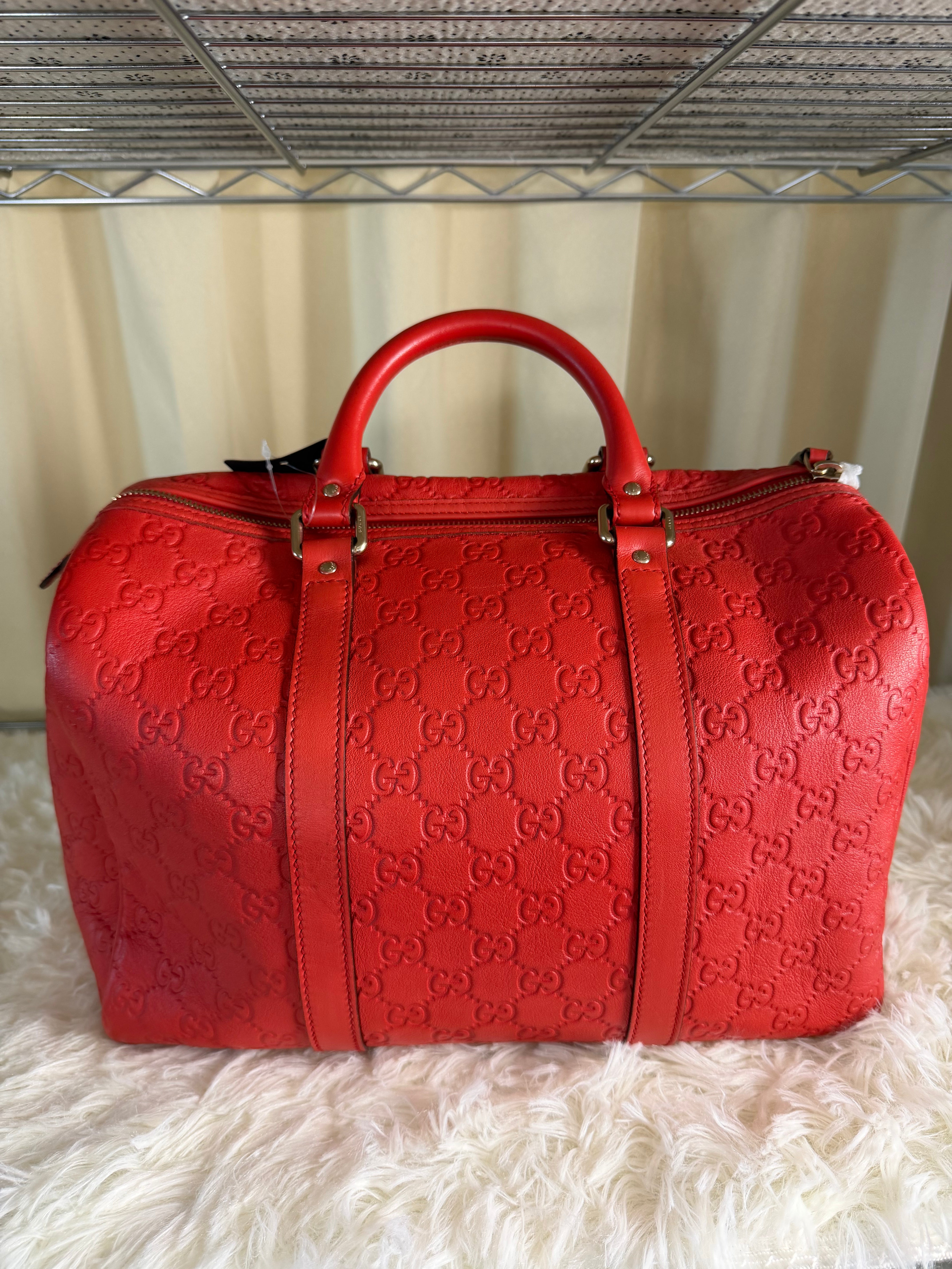 Borsa Gucci Medium Guccissima Joy Boston Bag in Pelle Rossa