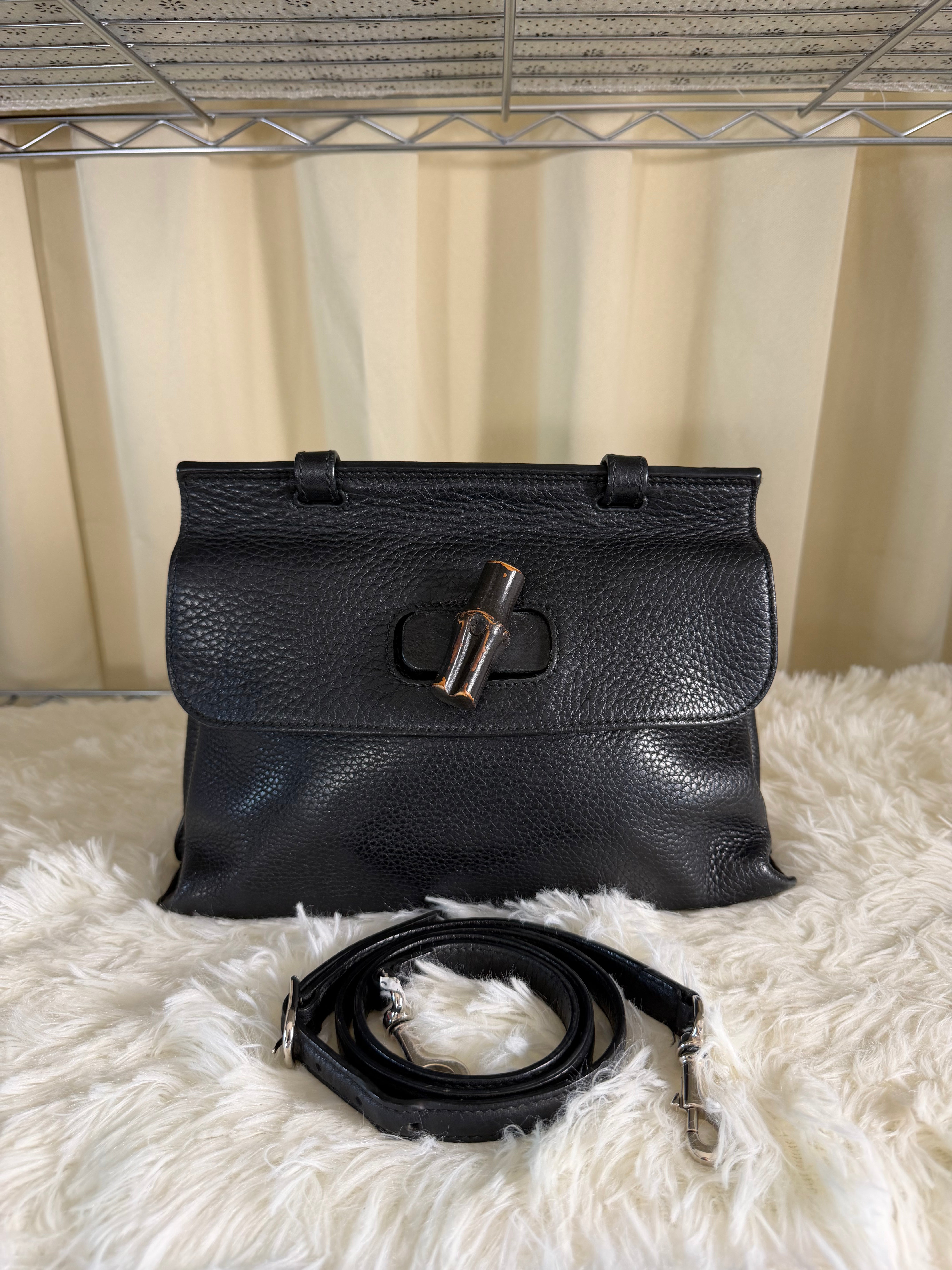 Borsa Gucci Bamboo Daily in Pelle Nera