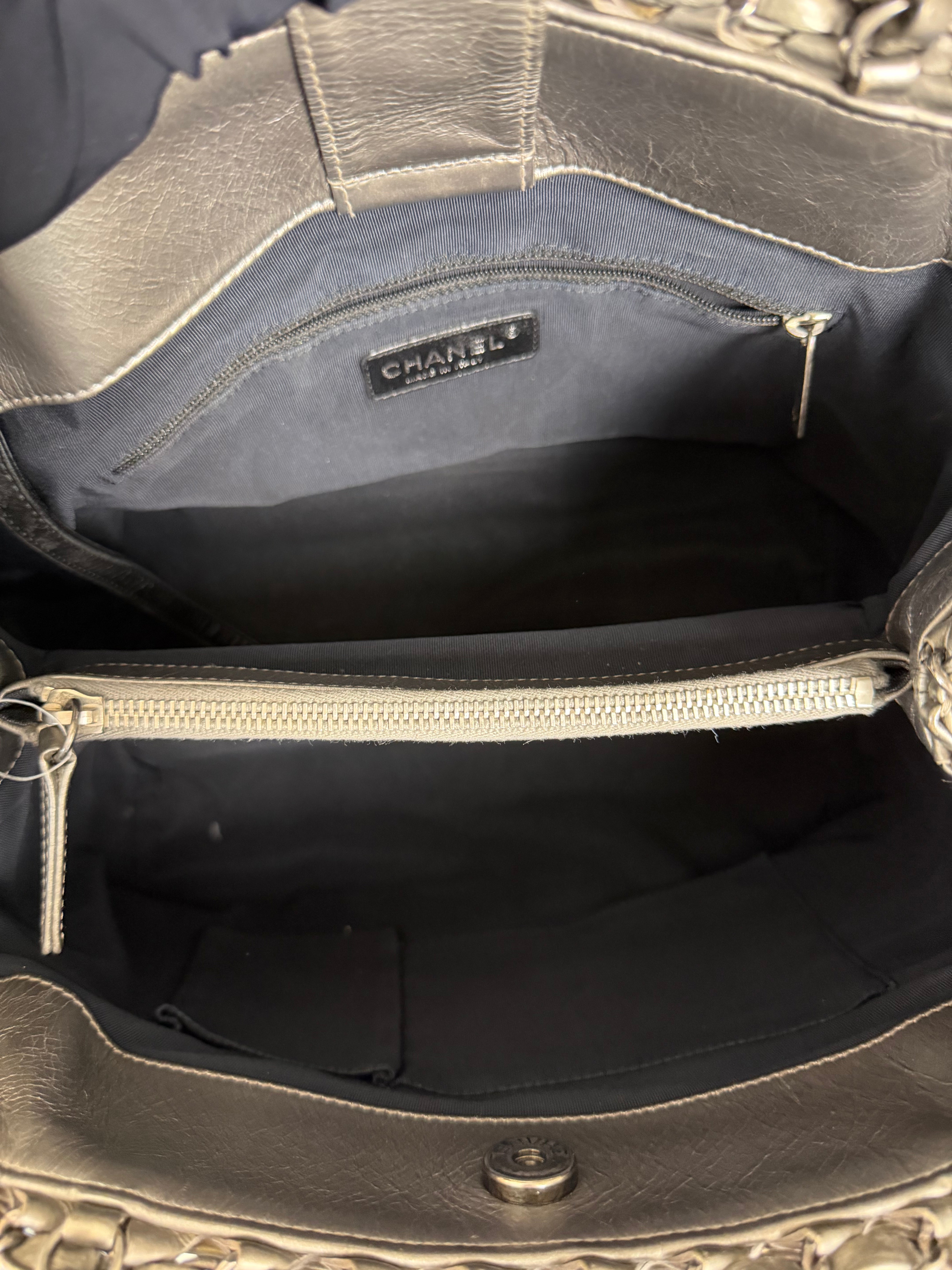 Borsa Tote Chanel Chain Me in Pelle Metallizzata