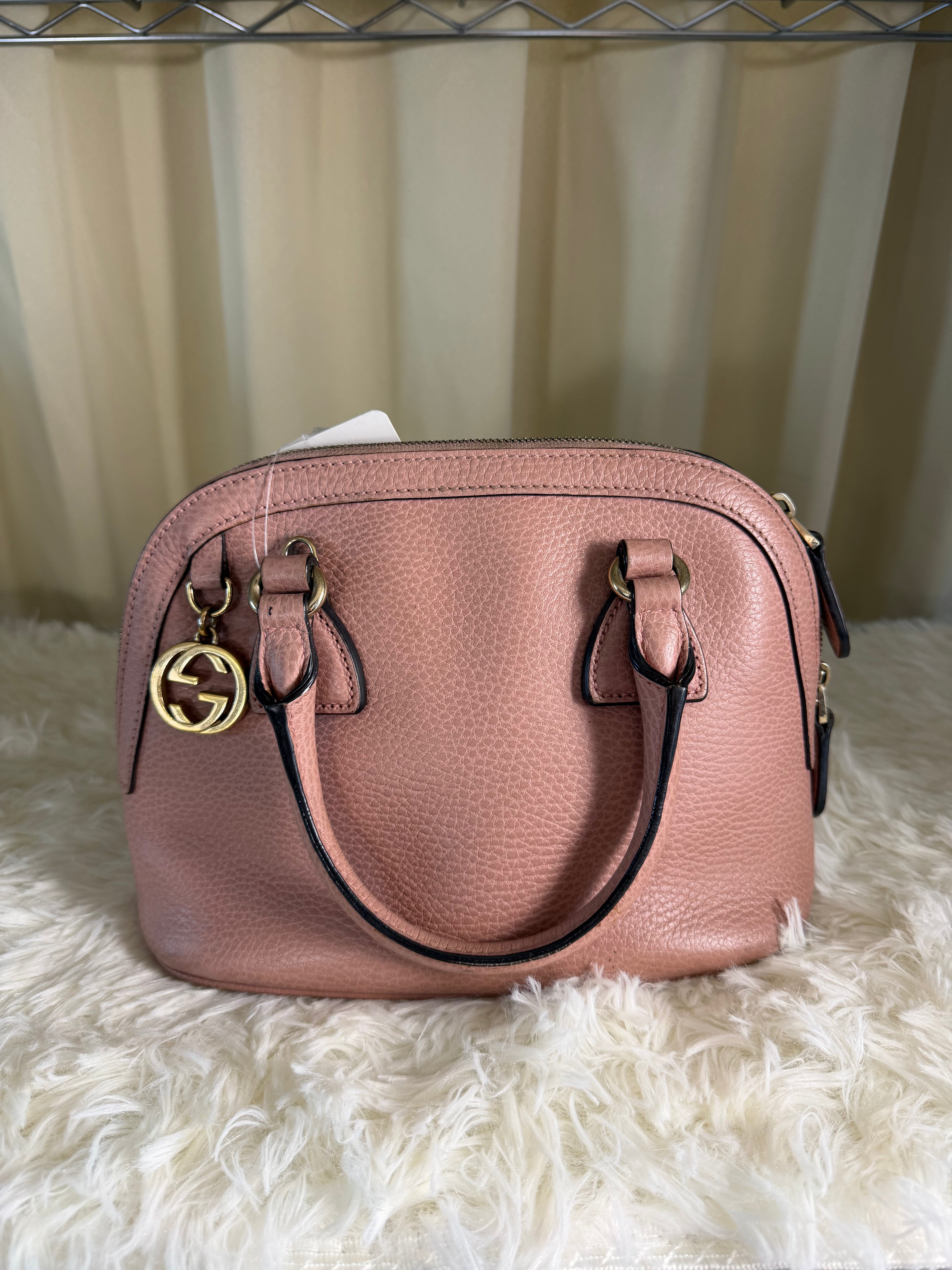 Borsa Gucci Dome in Pelle Martellata di Colore Rosa