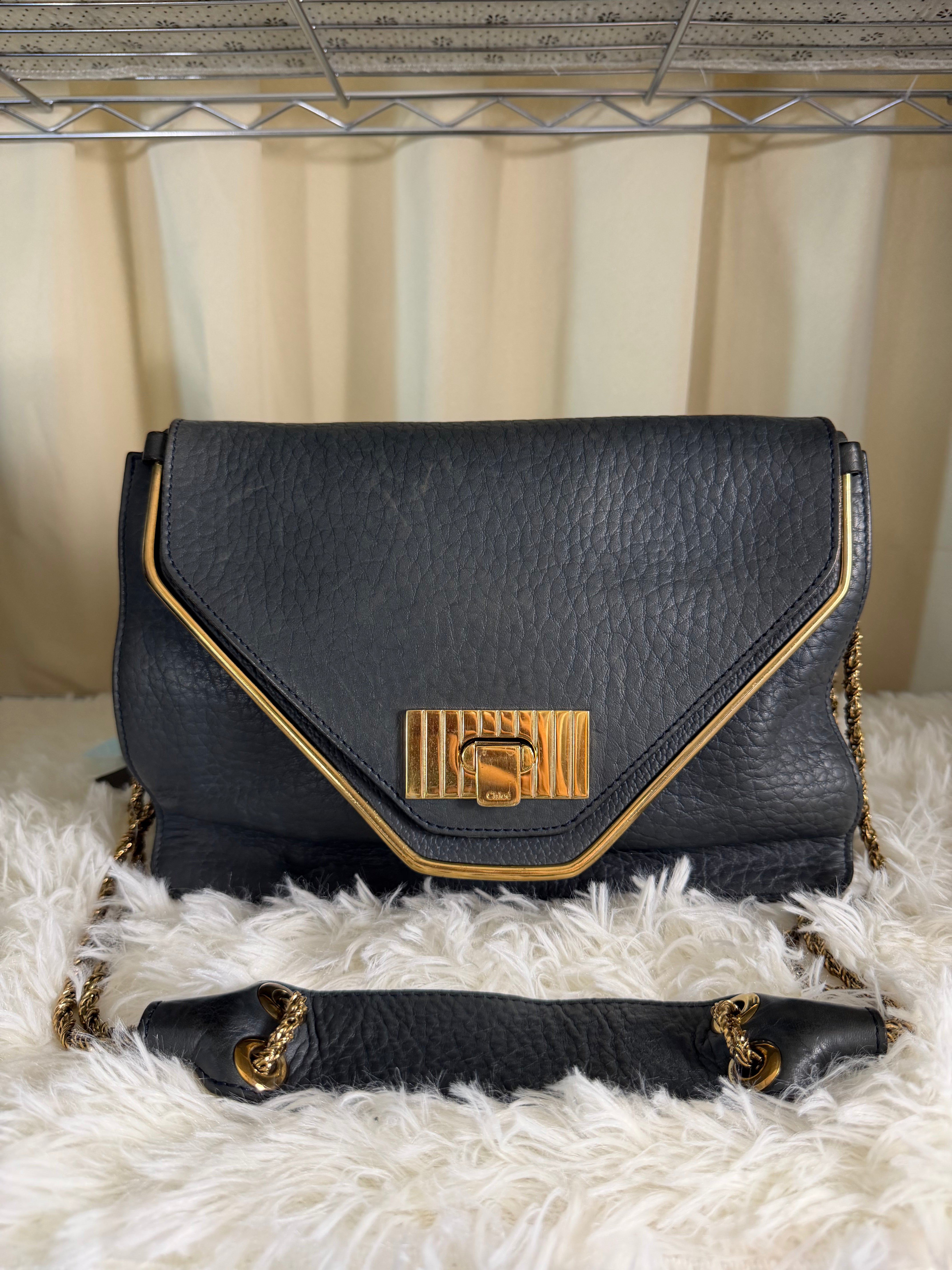 Borsa a Tracolla Chloé Sally in Pelle Nera Martellata